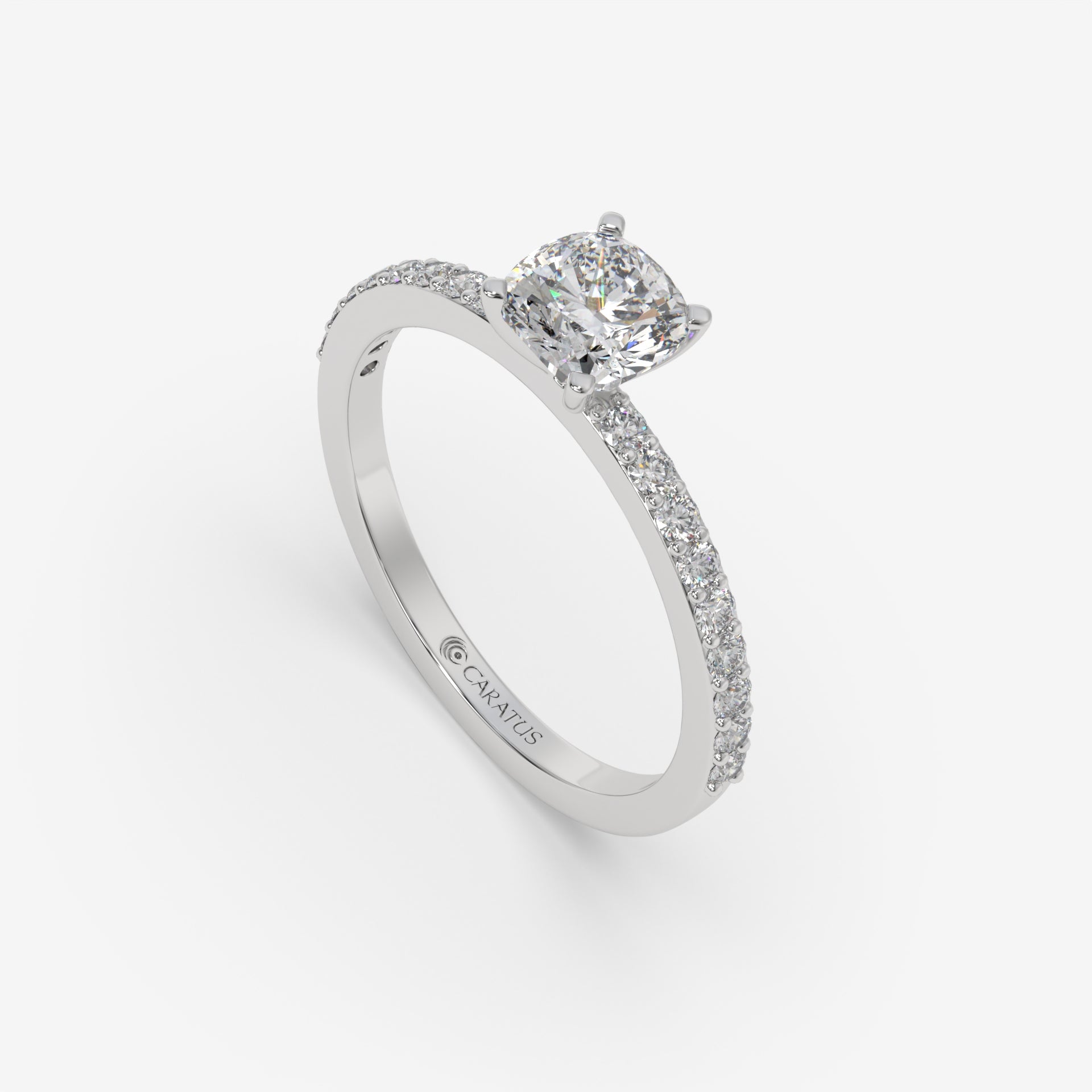 1.00 CT Cushion Diamond Ring with Side Stones in White Gold