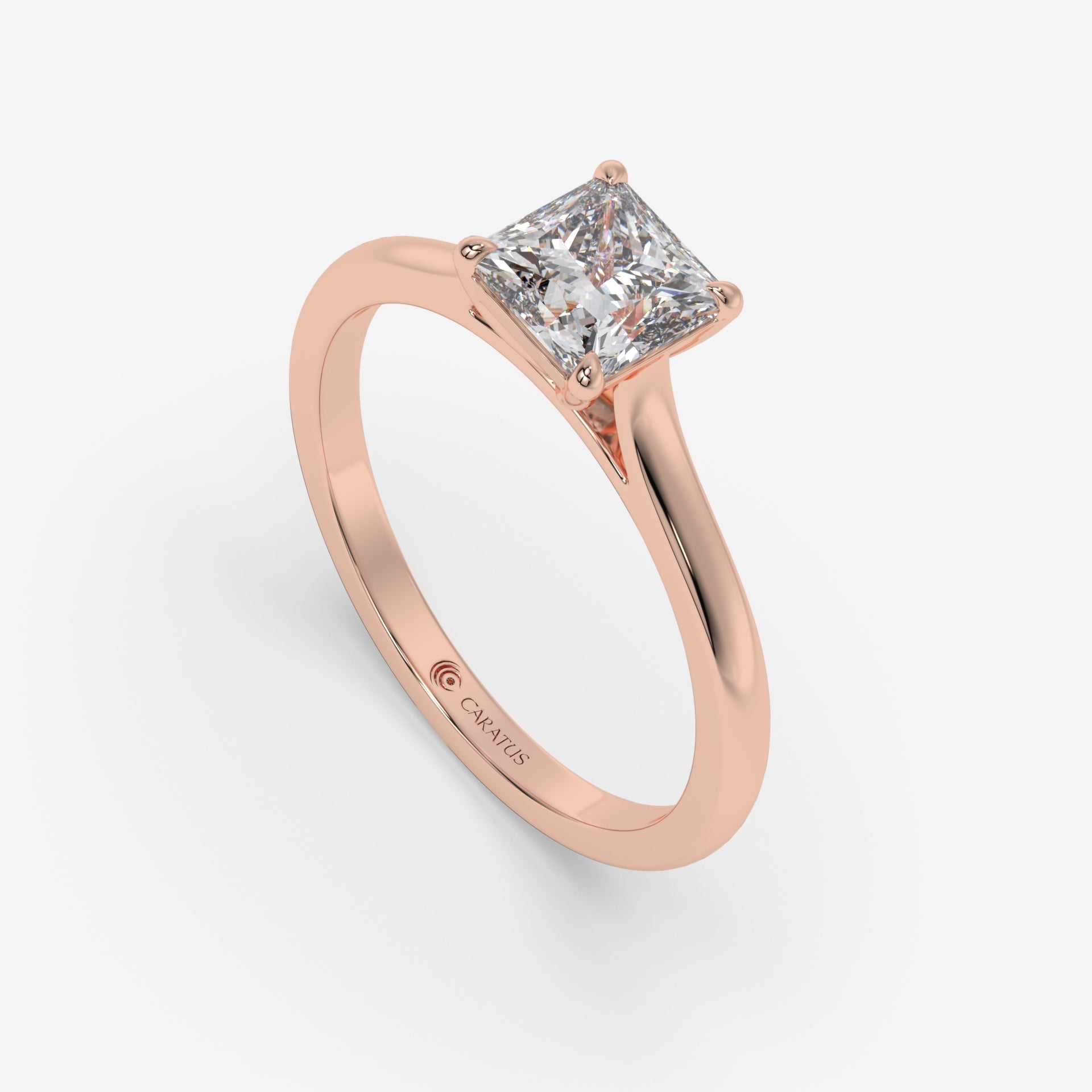 Rose Gold Princess-Cut Diamond Cathedral Ring in 1.00 CT
