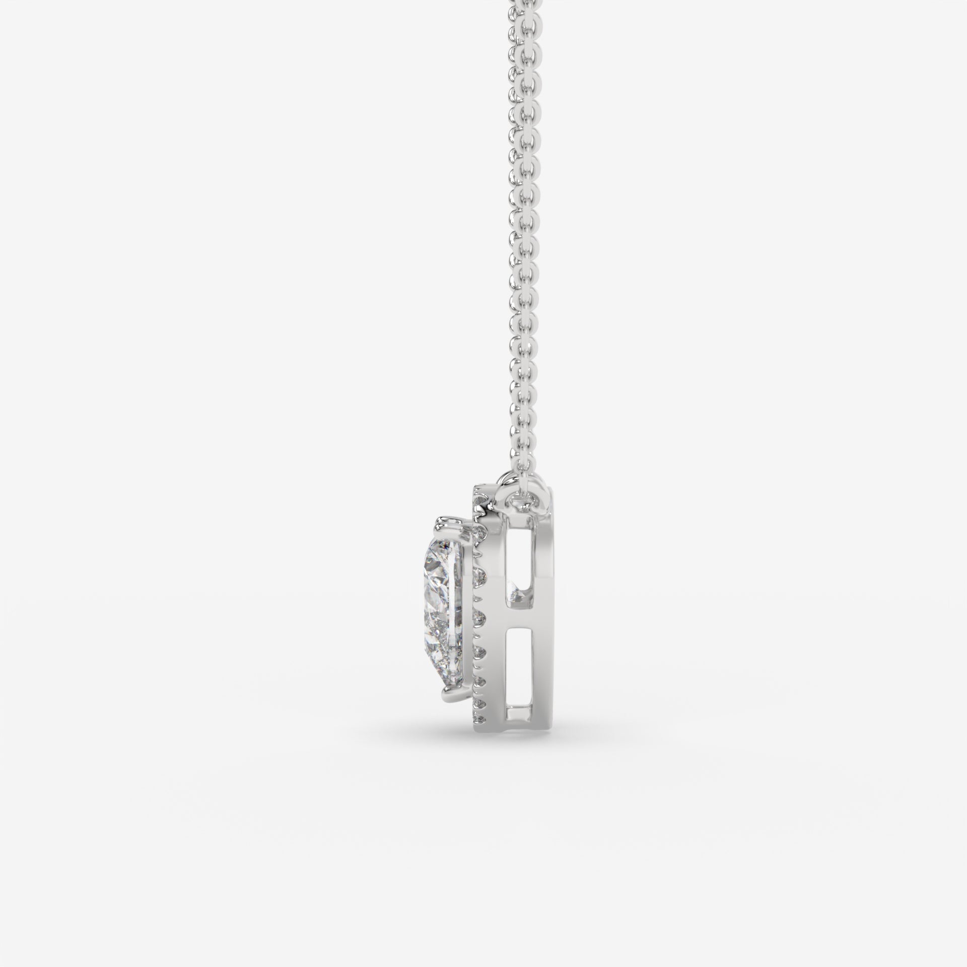 Heart-Shaped Diamond White Gold Necklace with Halo Setting