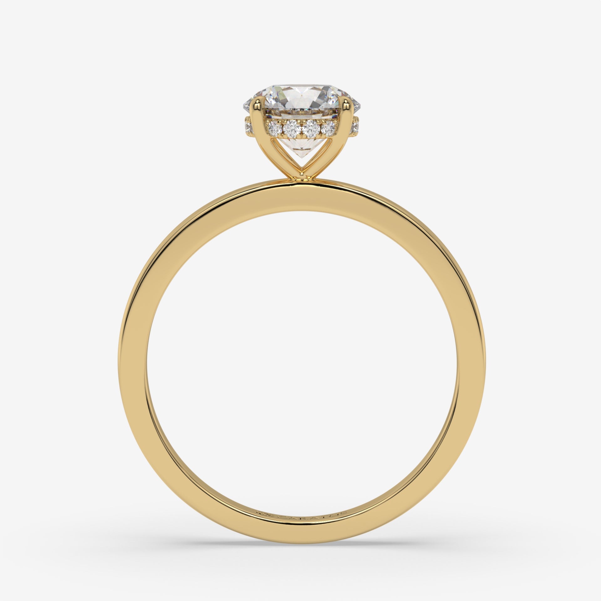 Round Diamond Ring with Accent Diamonds in Yellow Gold