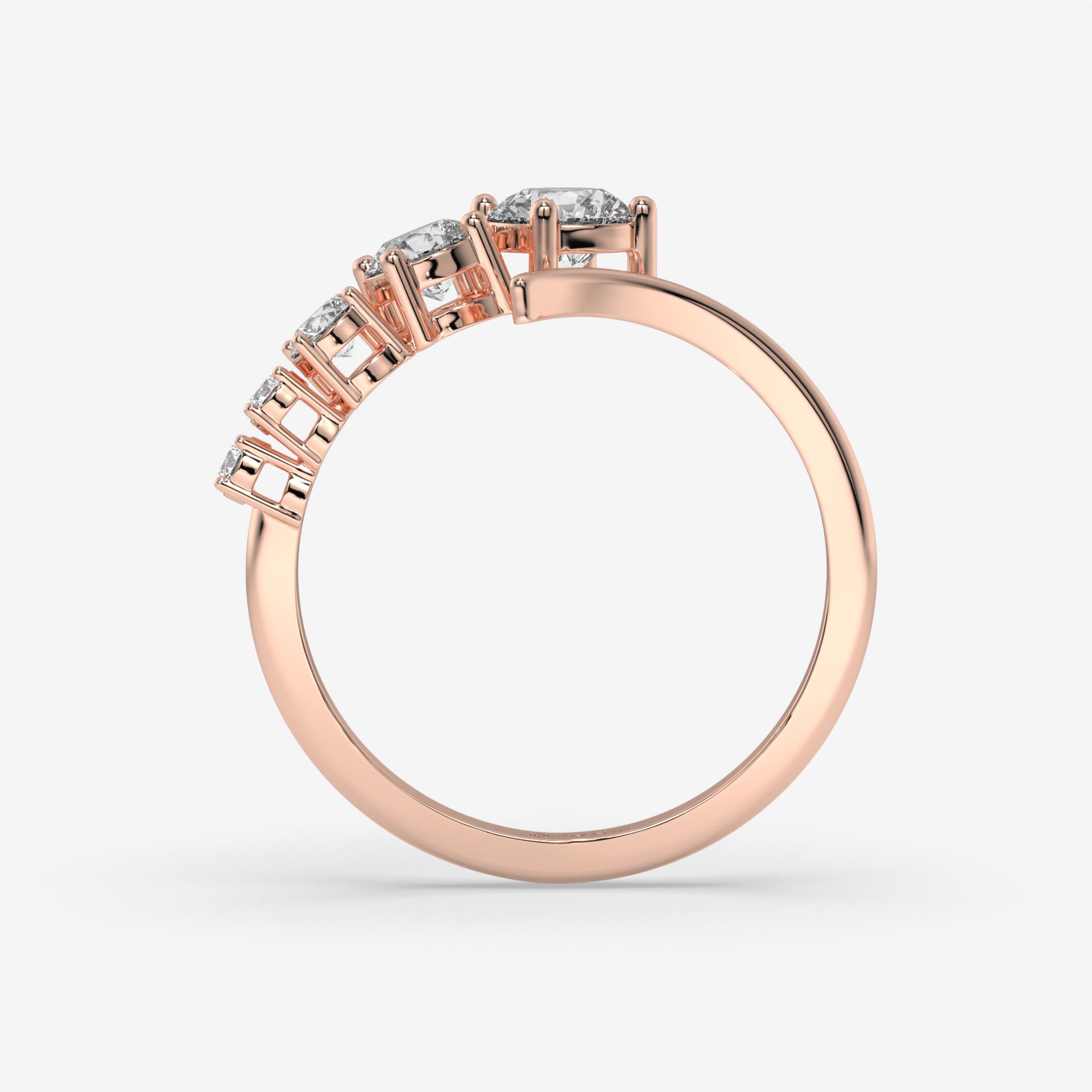 0.50 CT Rose Gold Round-Cut Engagement Ring with Side Round Diamonds
