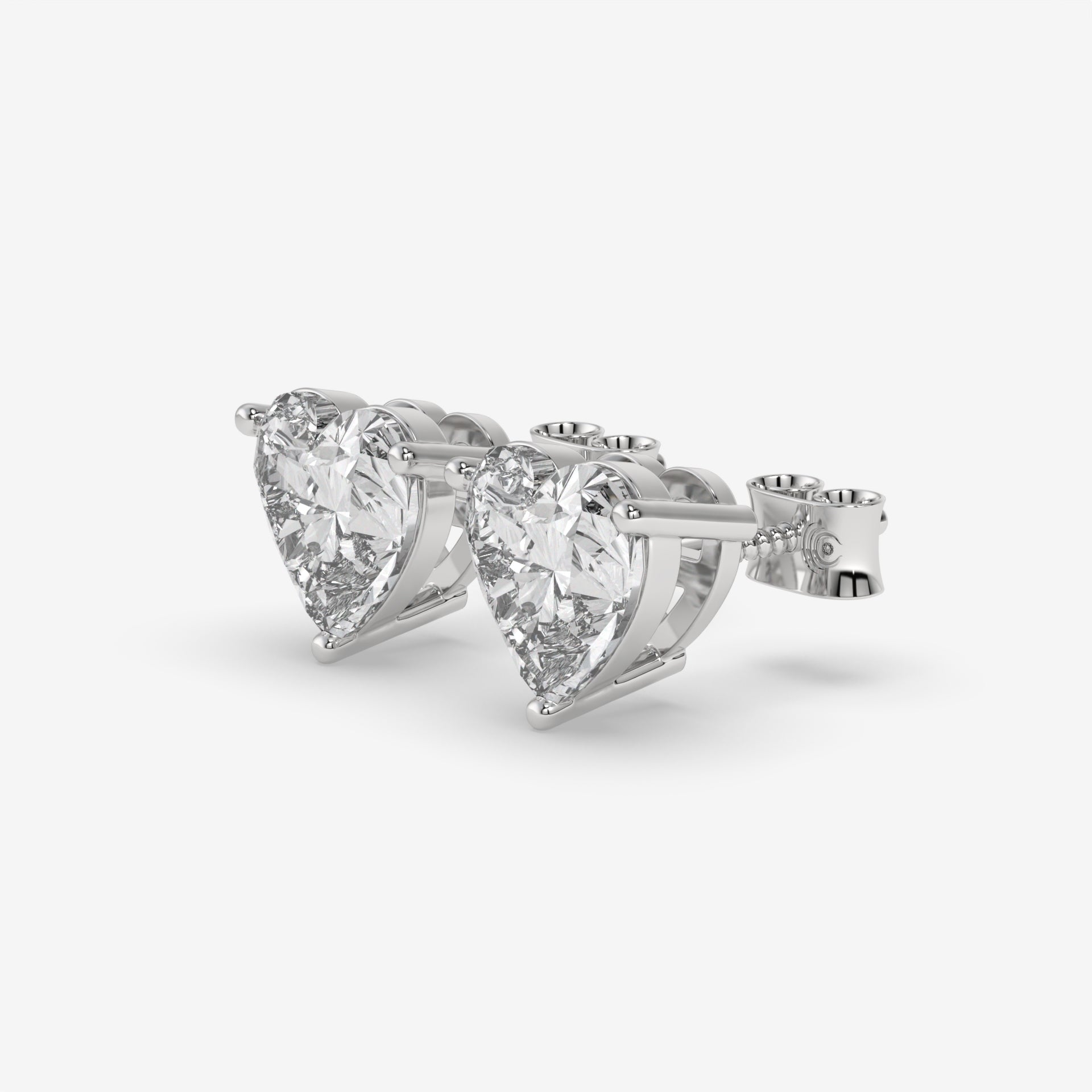 White Gold Heart-Shaped Diamond Stud Earrings