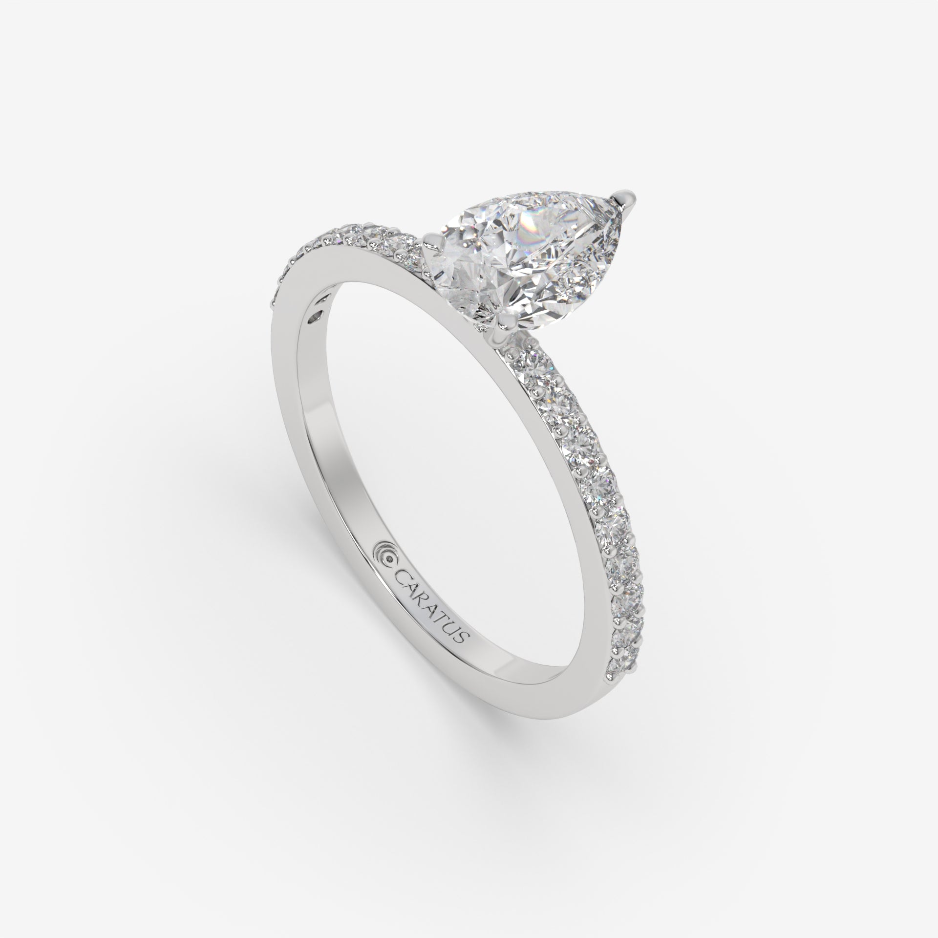 Pear-Shaped Diamond White Gold Ring with Channel Set Band