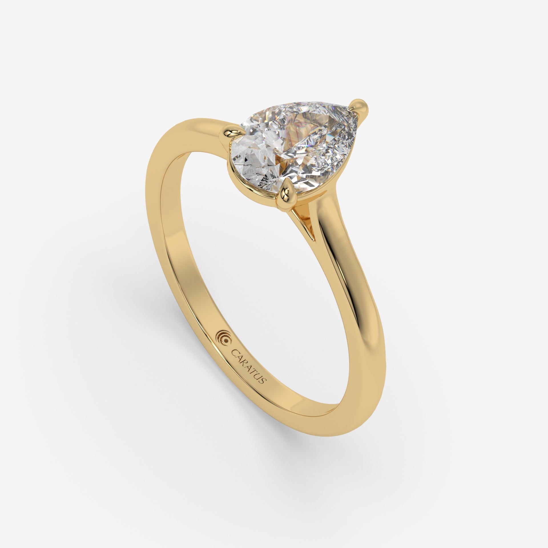 1.00 CT Pear-Shaped Diamond Yellow Gold Ring