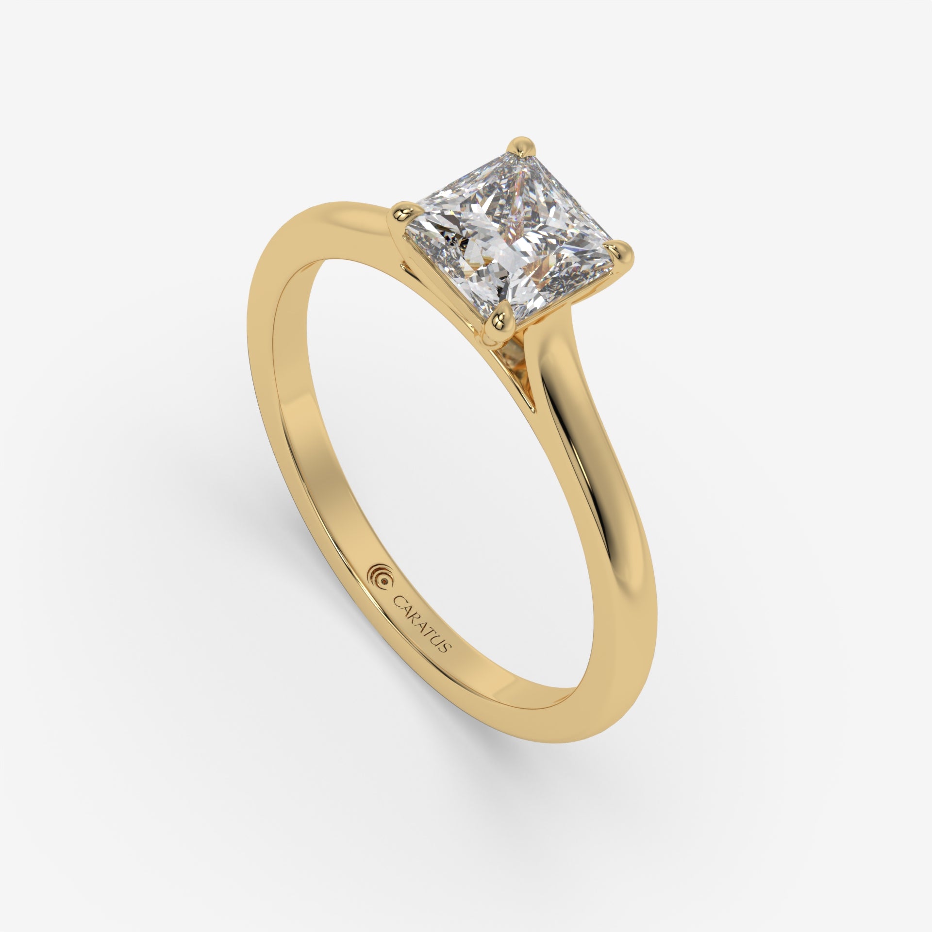 Yellow Gold Princess-Cut Diamond Cathedral Ring in 1.00 CT