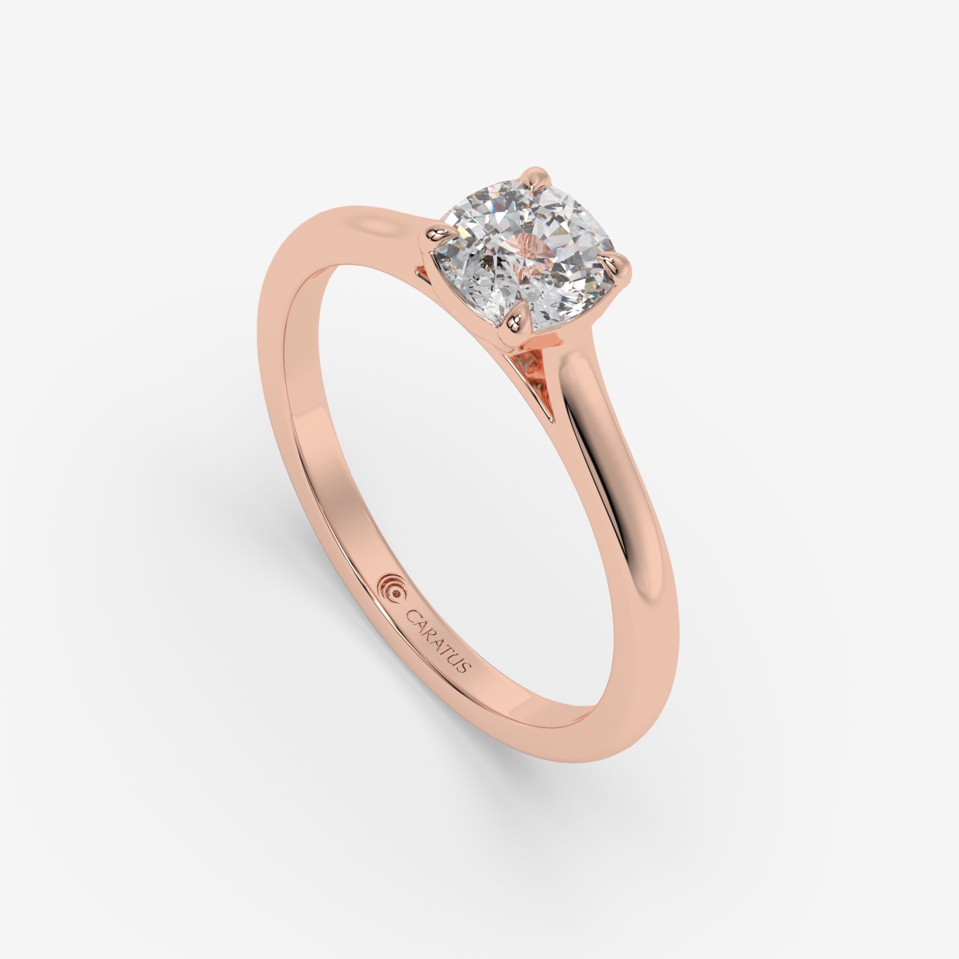 Cathedral-Style Cushion Diamond Rose Gold Engagement Ring