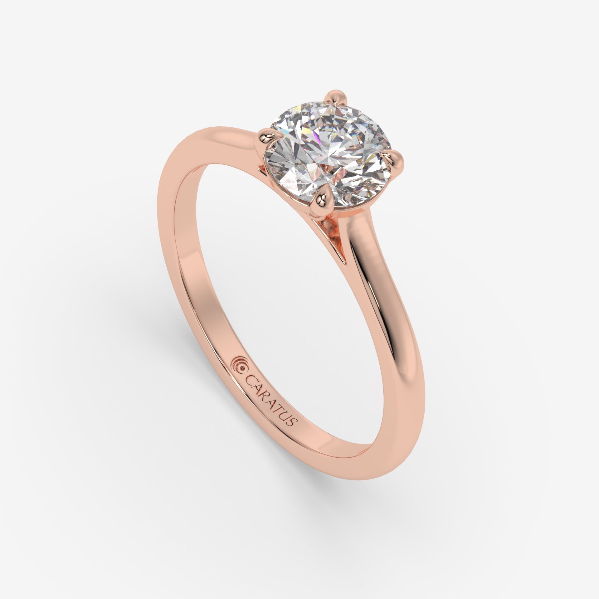 1.00 CT Cathedral-Style Round Diamond Engagement Ring in Rose Gold
