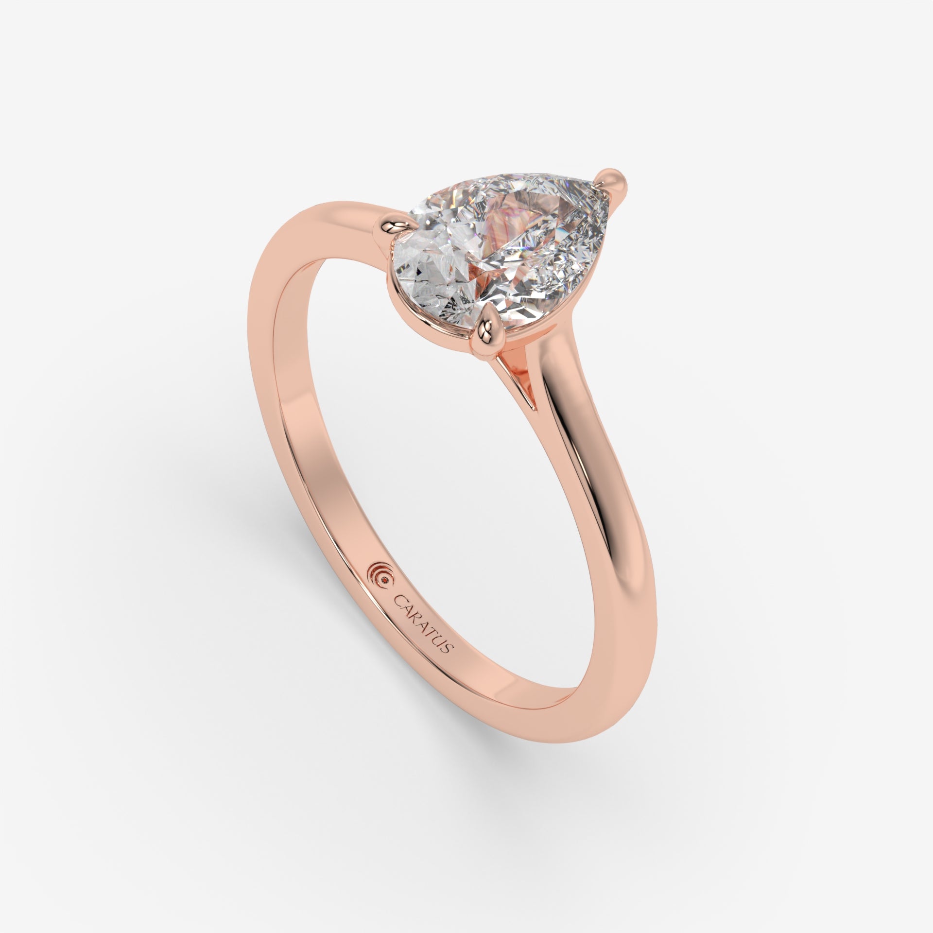 1.00 CT Pear-Shaped Diamond Rose Gold Ring