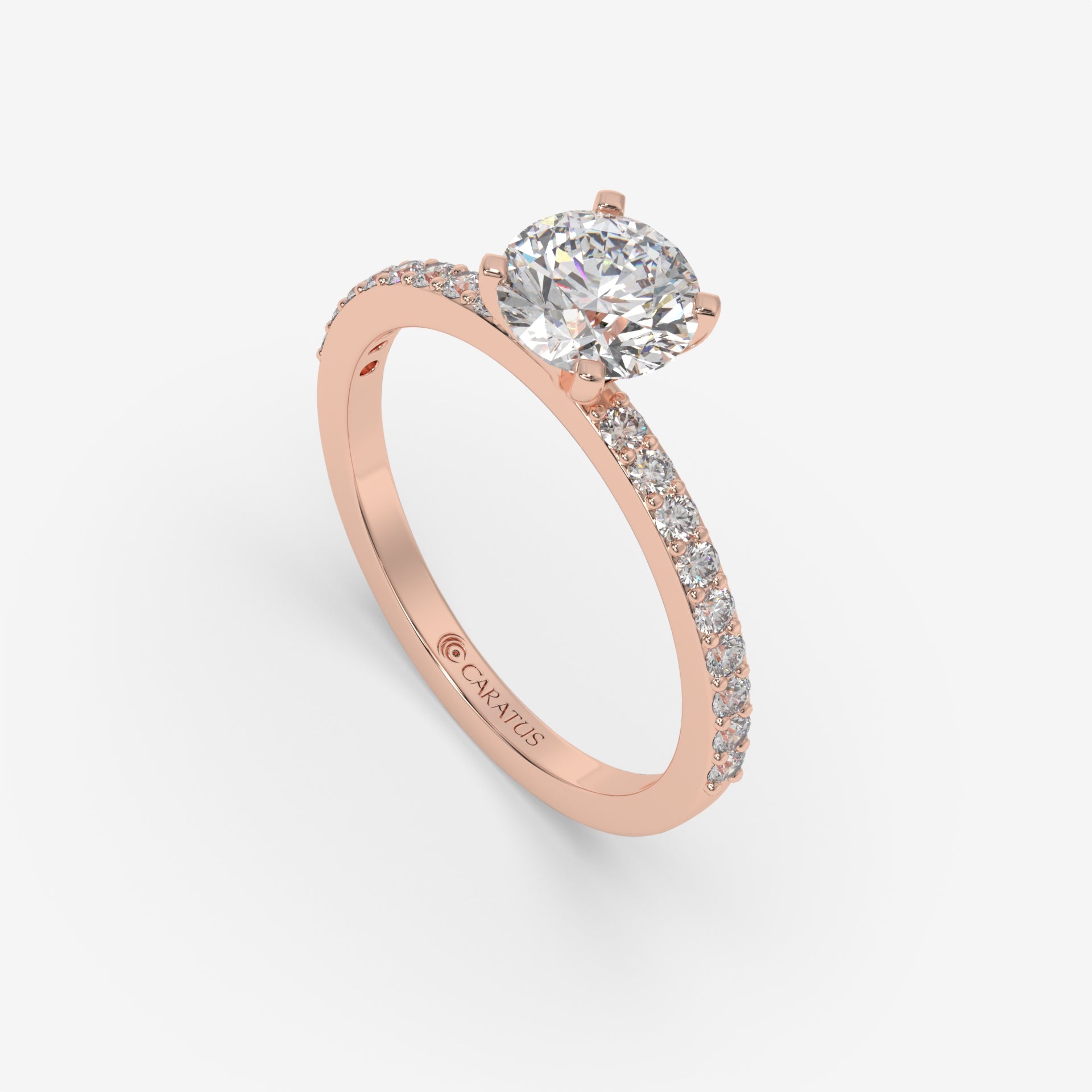 Cushion-cut diamond Ring with Channel-Side Diamonds in Rose Gold