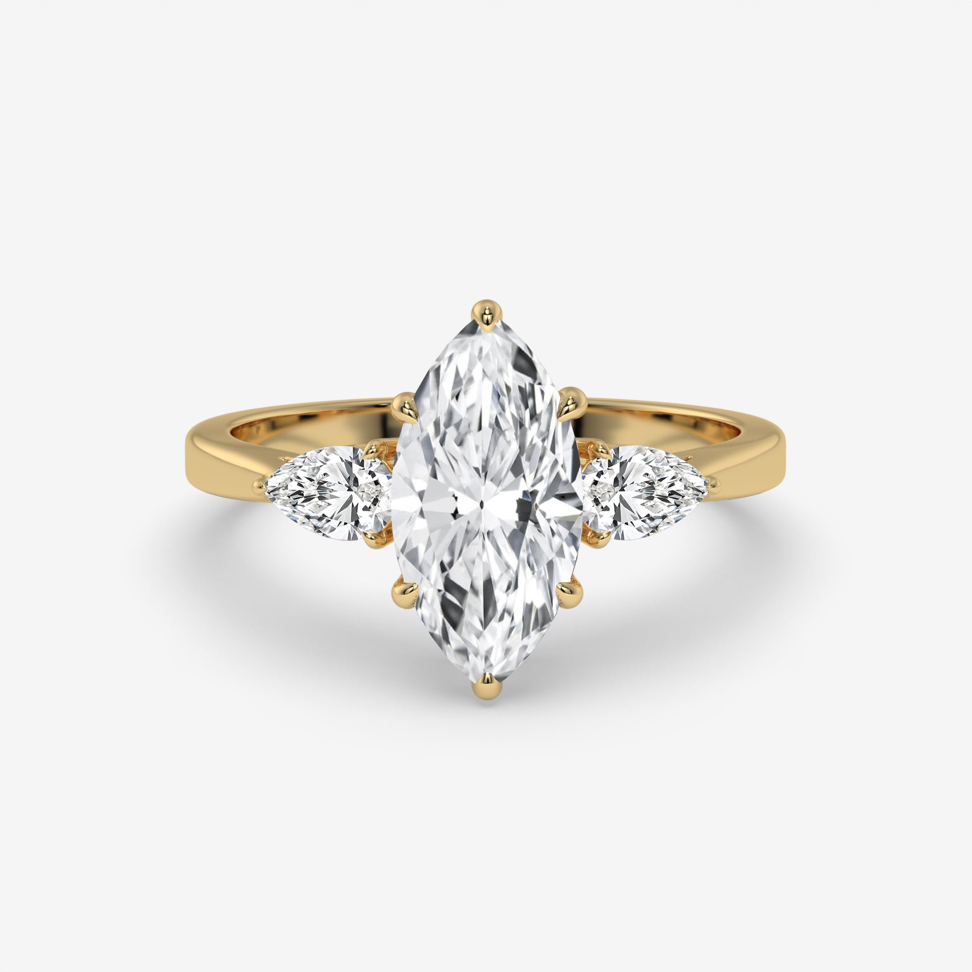 1.50 CT Marquise and Pear-Shaped Diamond Rose Gold Ring