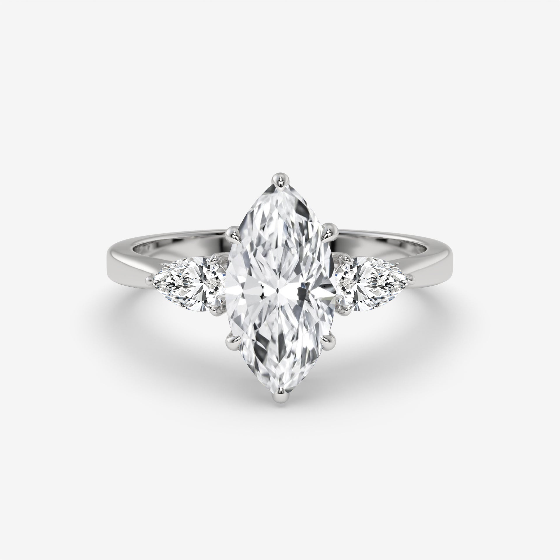 1.50 CT Marquise and Pear-Shaped Diamond Rose Gold Ring