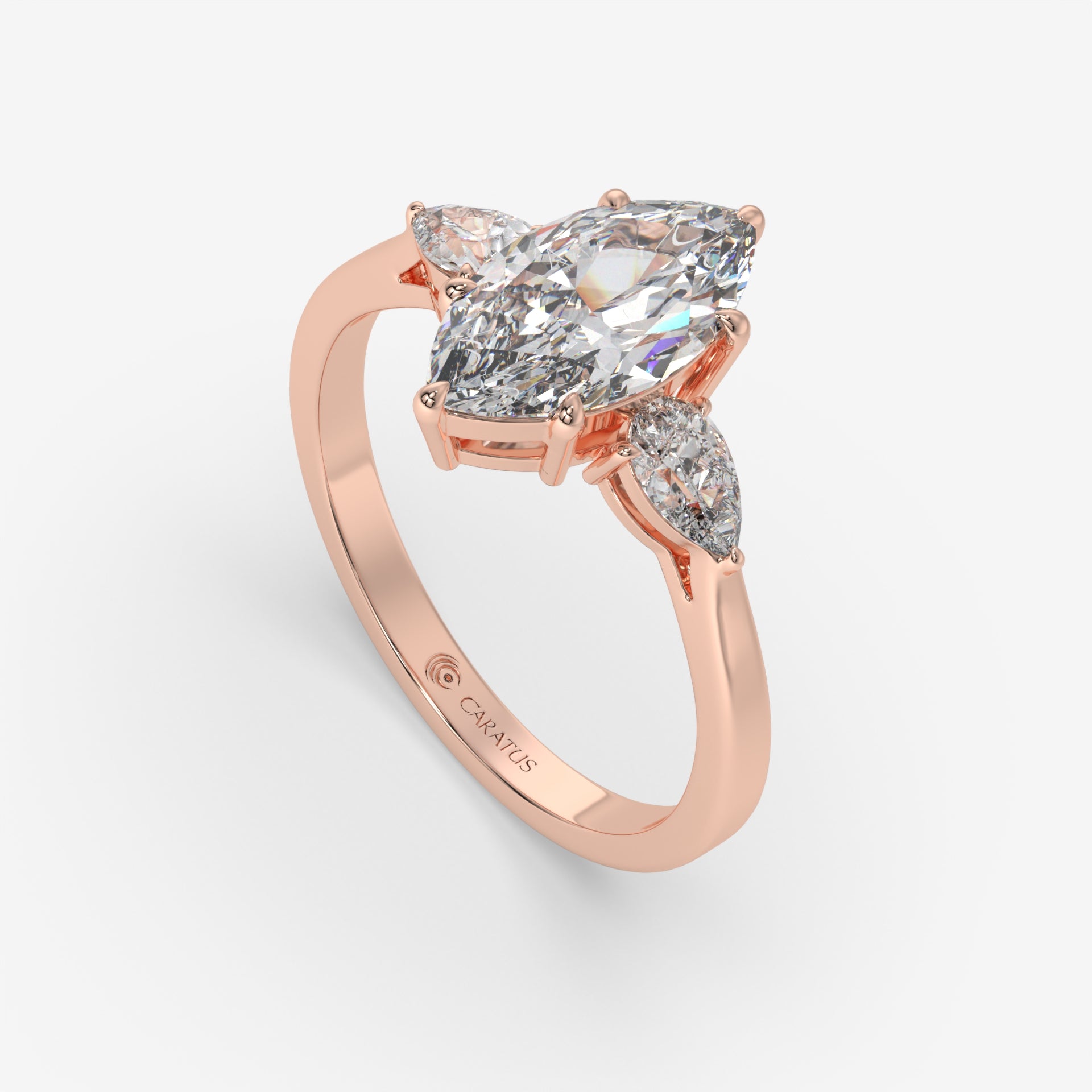 1.50 CT Marquise and Pear-Shaped Diamond Rose Gold Ring
