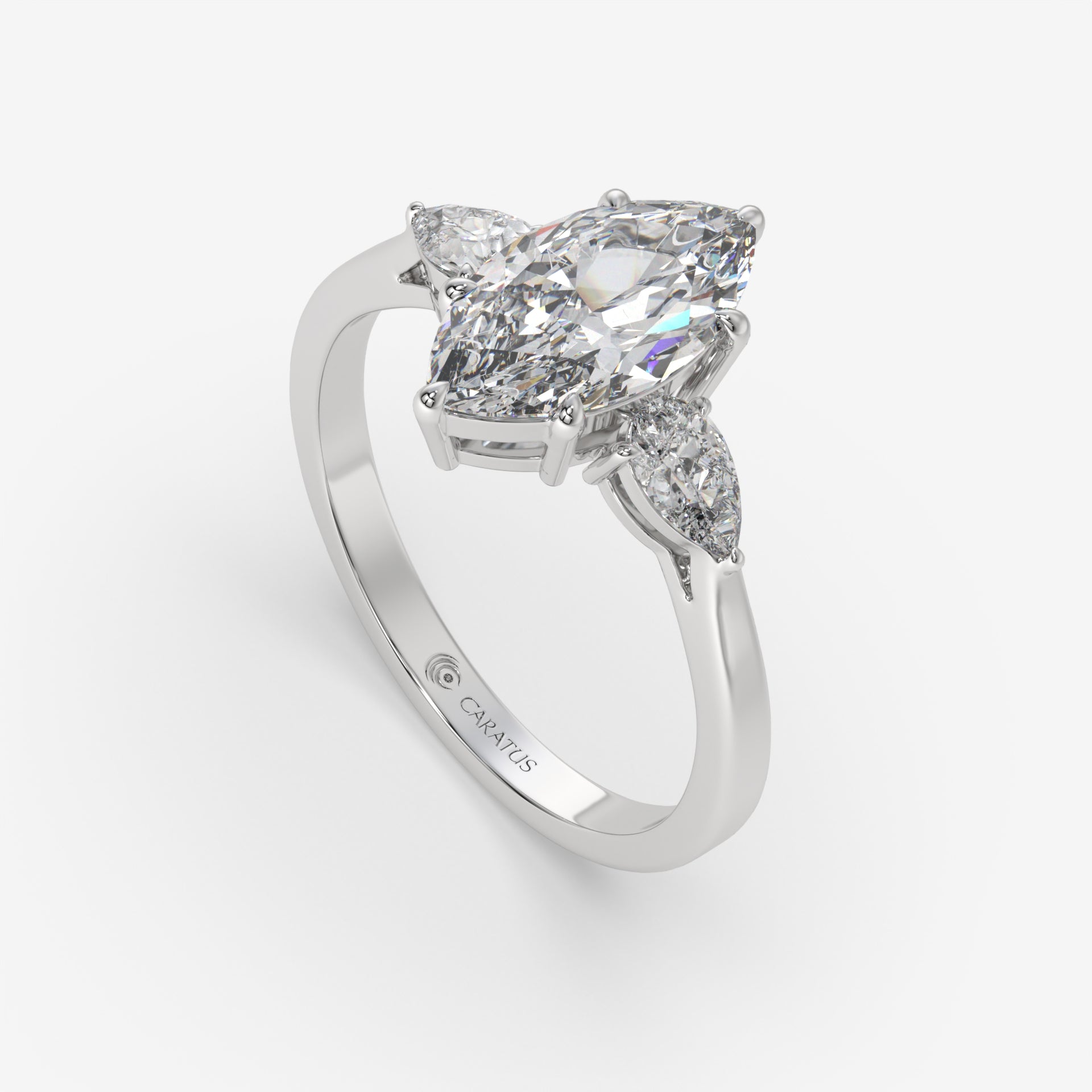 1.50 CT Marquise and Pear-Shaped Diamond White Gold Ring