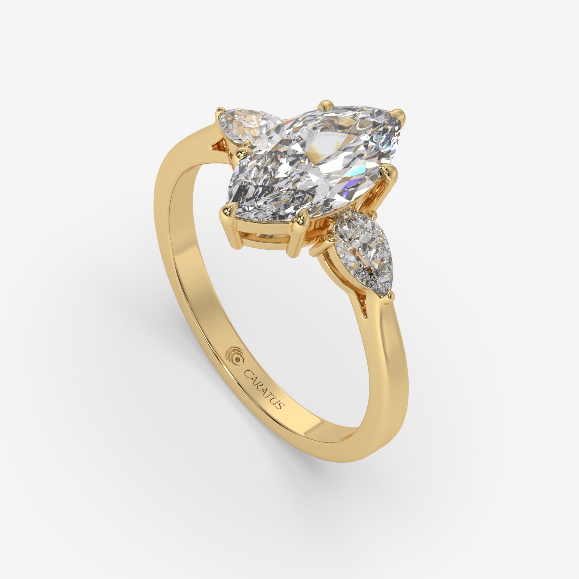 1.50 CT Marquise and Pear-Shaped Diamond Yellow Gold Ring