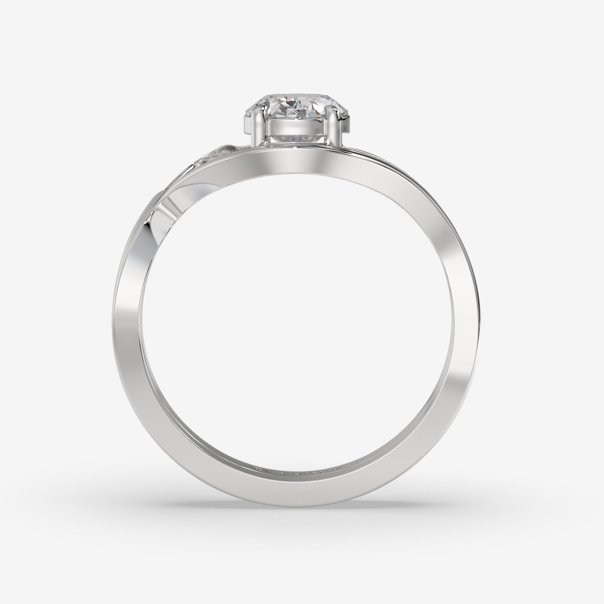 1.00 CT Oval Diamond and Round Accent White Gold Ring