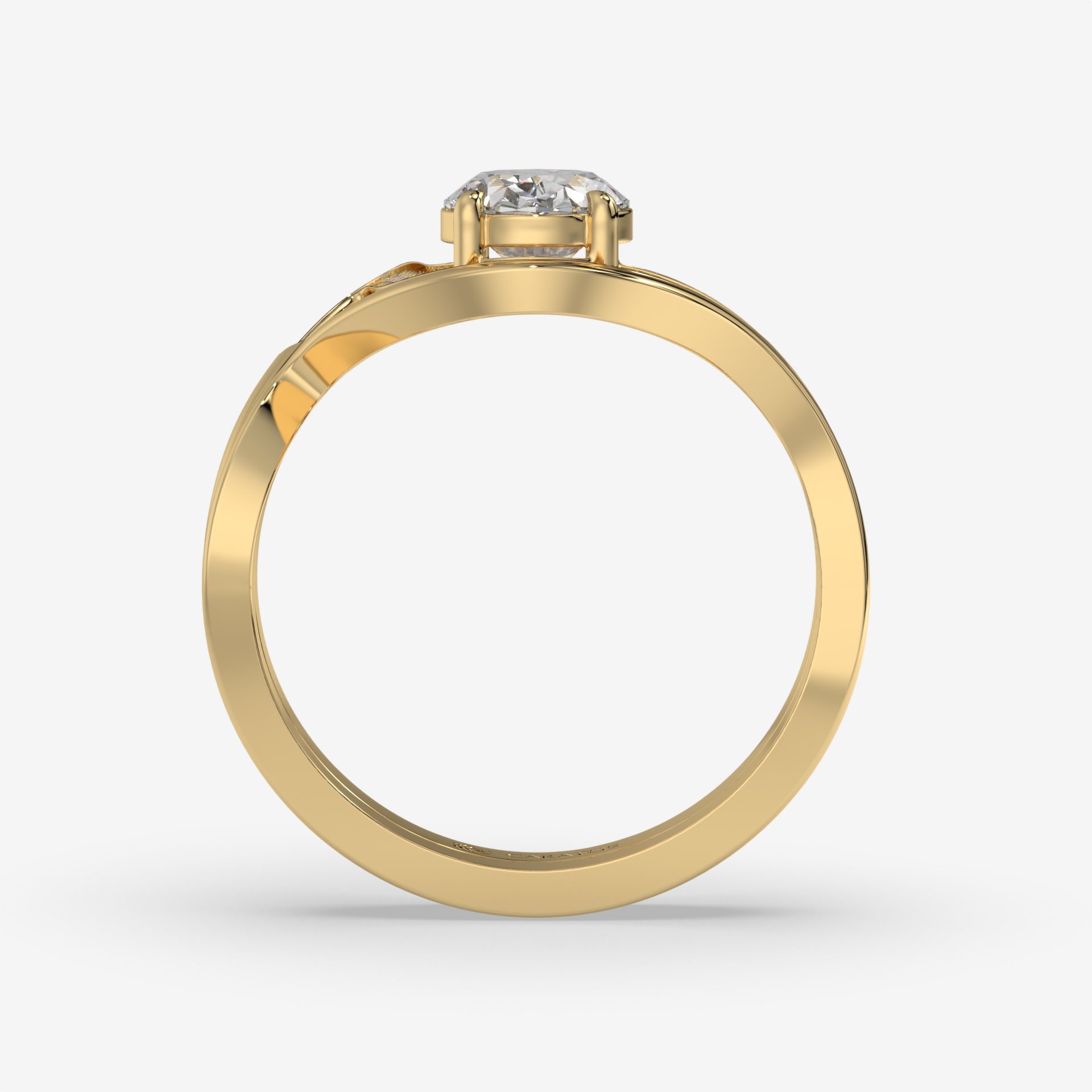 1.00 CT Oval Diamond and Round Accent Yellow Gold Ring