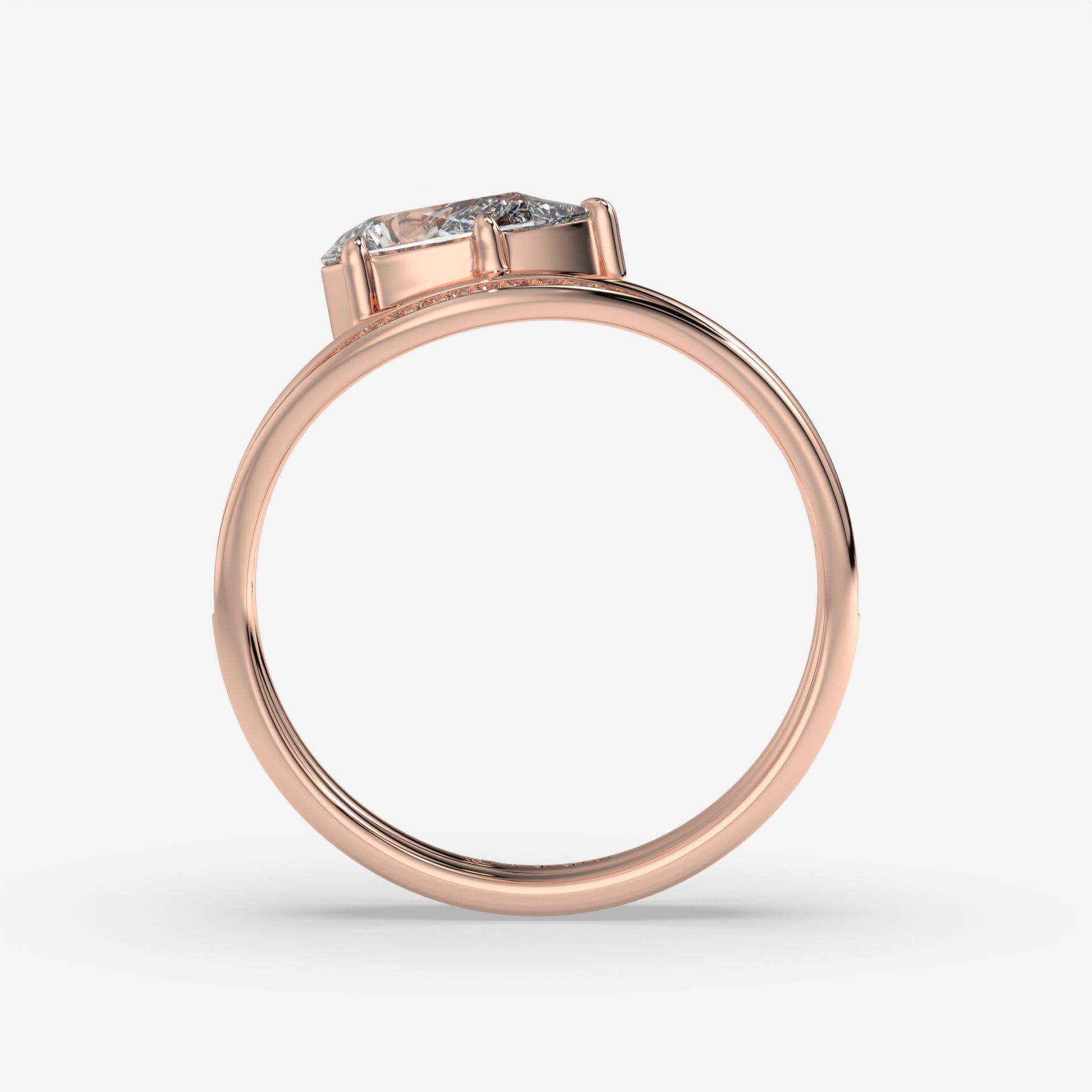 Pear-Shaped Diamond Ring with Round Diamonds in Rose Gold