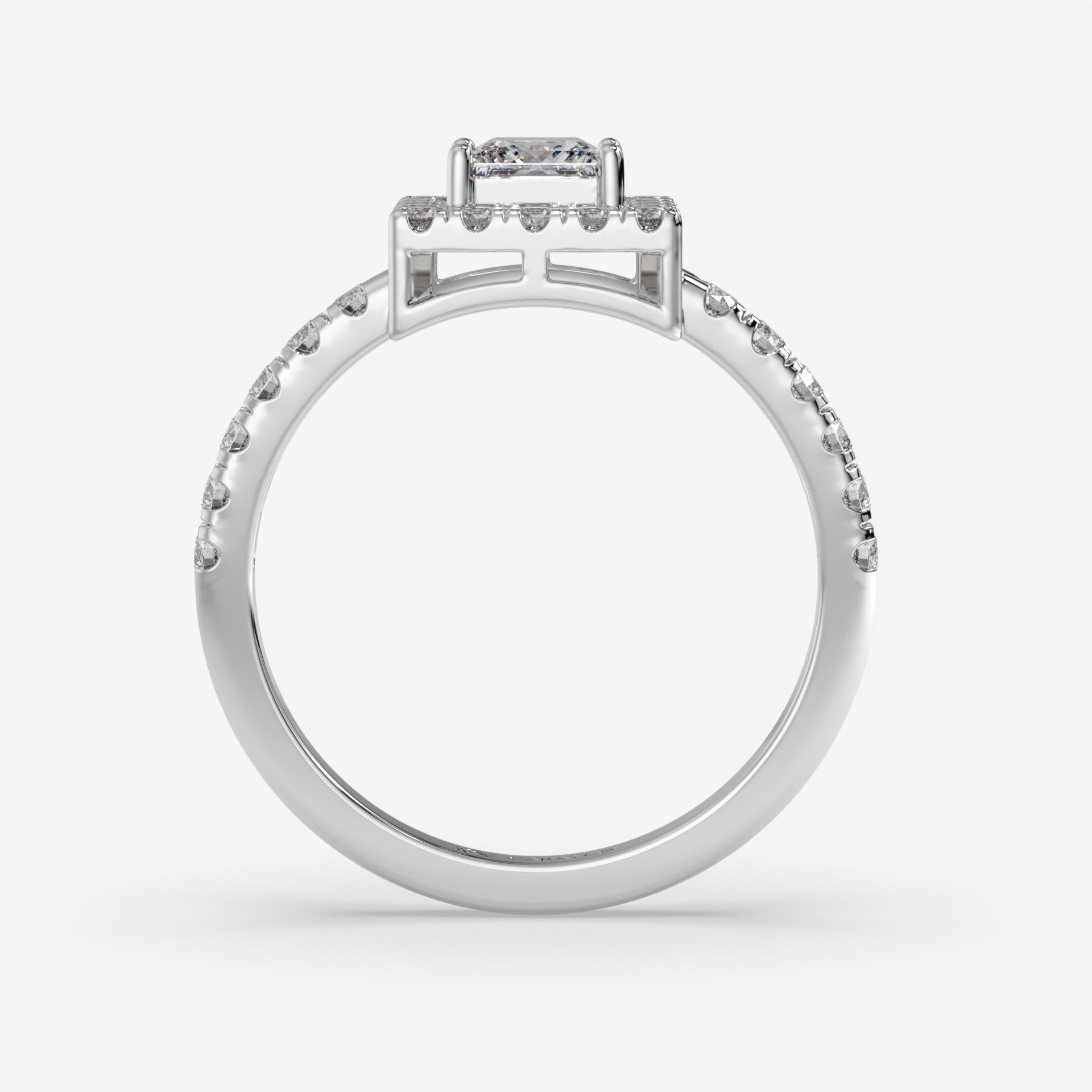 Princess Halo Diamond White Gold Ring with Round Diamonds