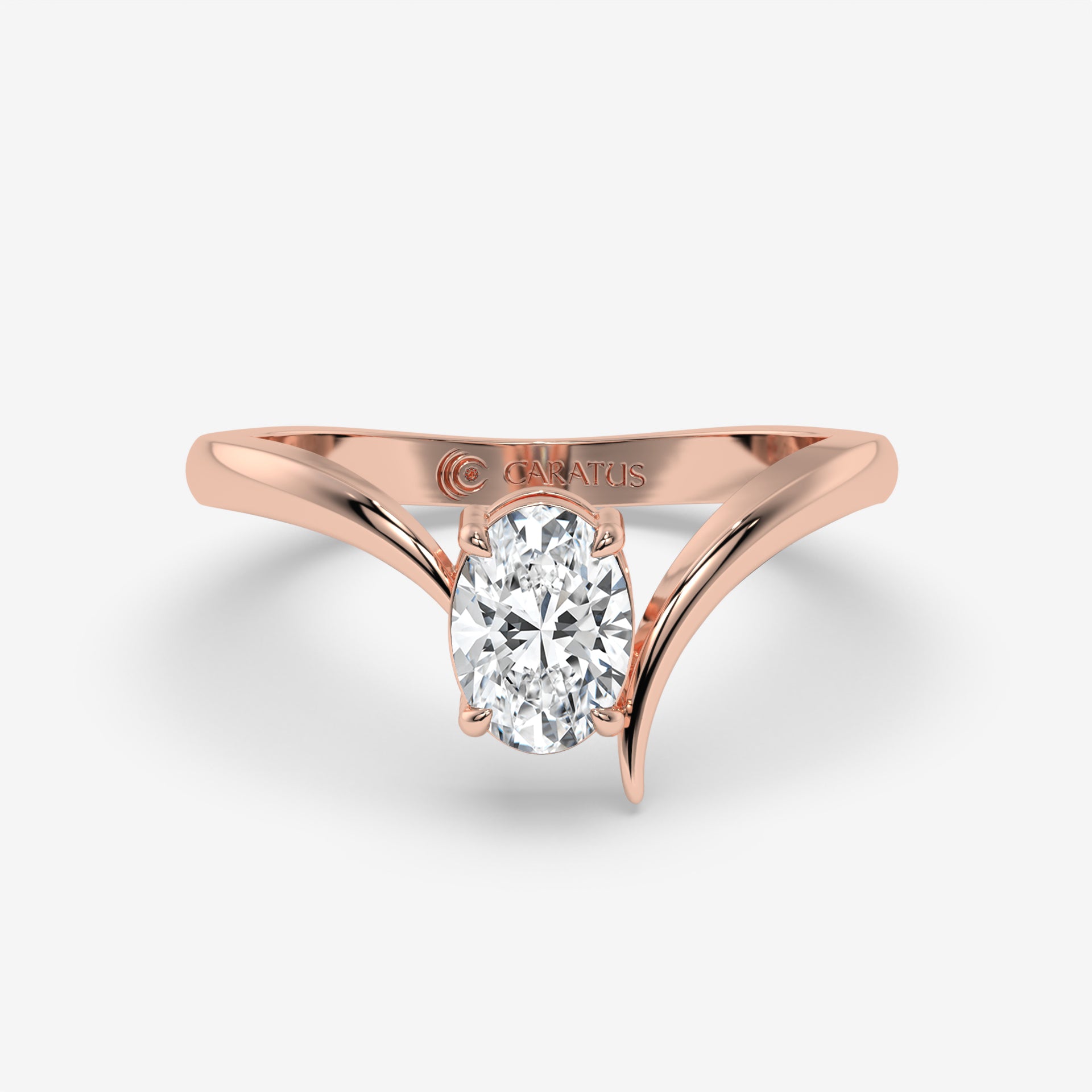 0.75 CT Oval Diamond Ring in Rose Gold