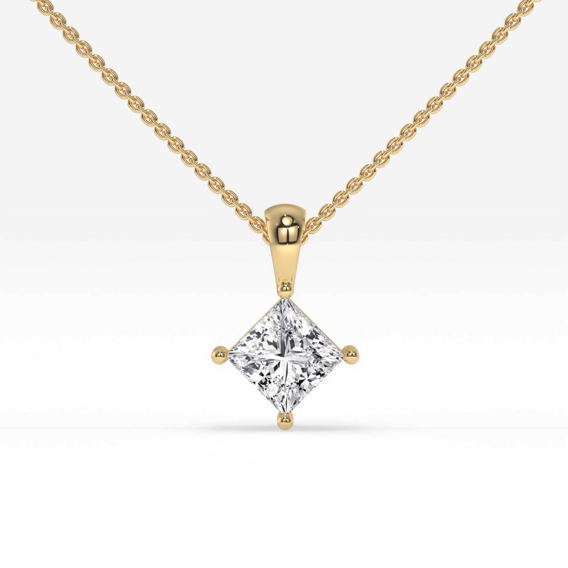 1.00 CT Princess-Cut Diamond Yellow Gold Pendant with Minimalist Design