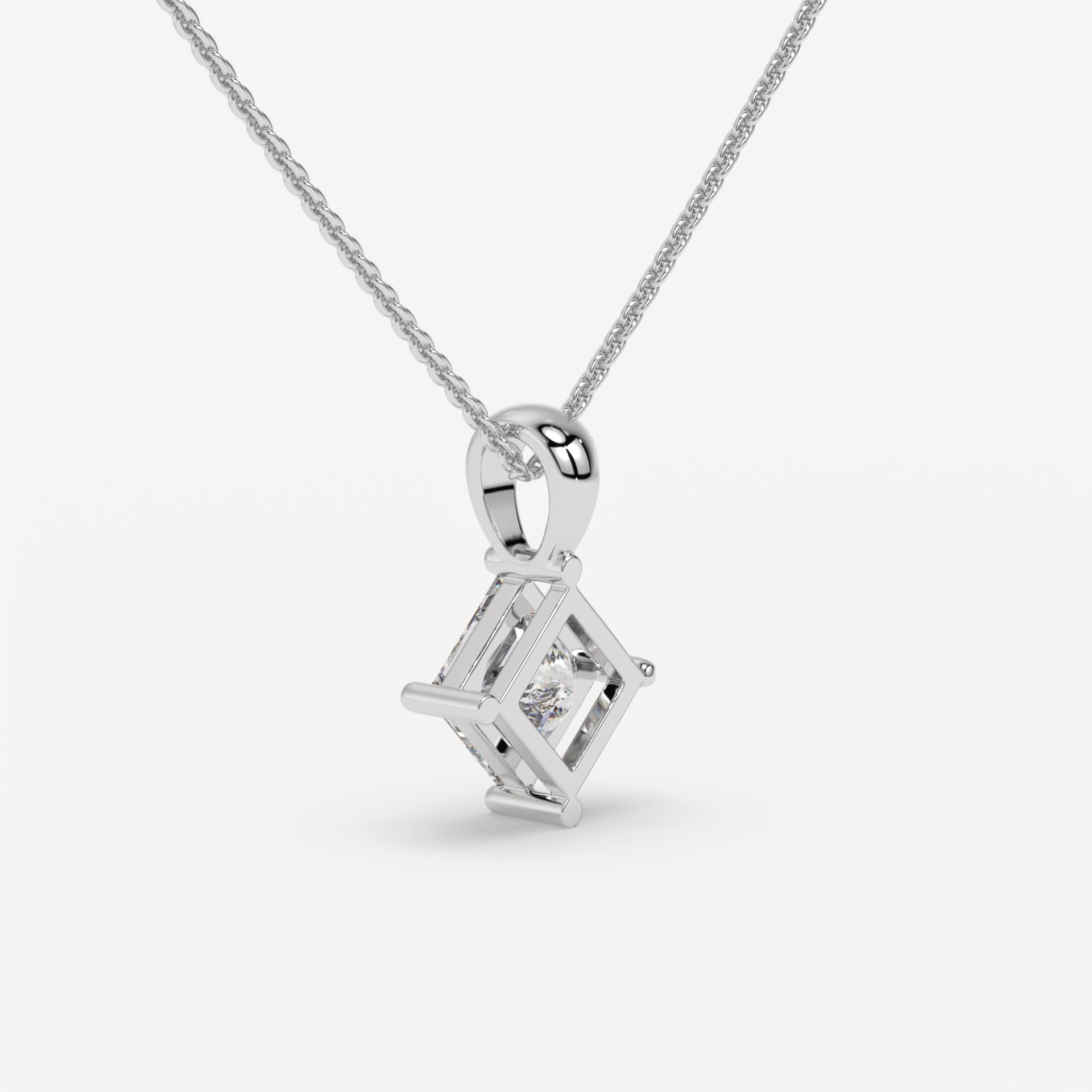 1.00 CT Princess-Cut Diamond White Gold Pendant with Minimalist Design