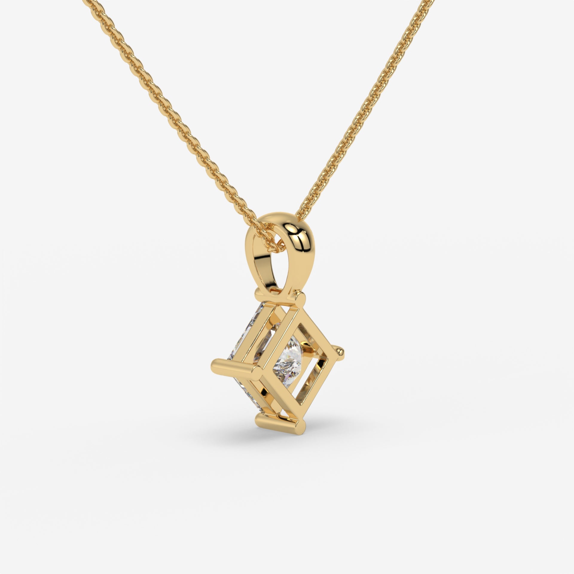 1.00 CT Princess-Cut Diamond Yellow Gold Pendant with Minimalist Design