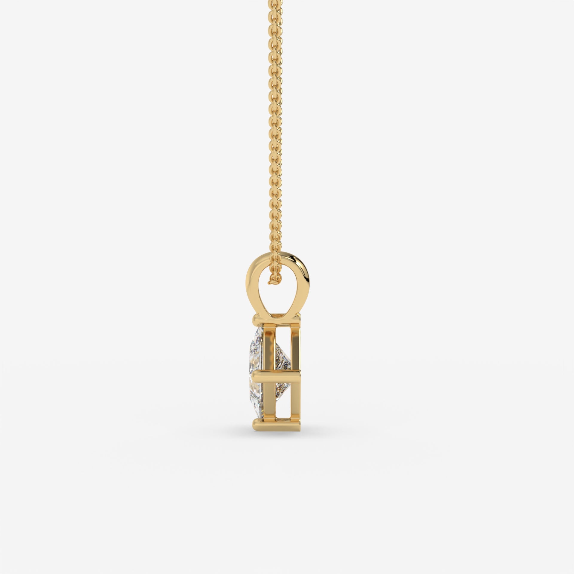 1.00 CT Princess-Cut Diamond Yellow Gold Pendant with Minimalist Design