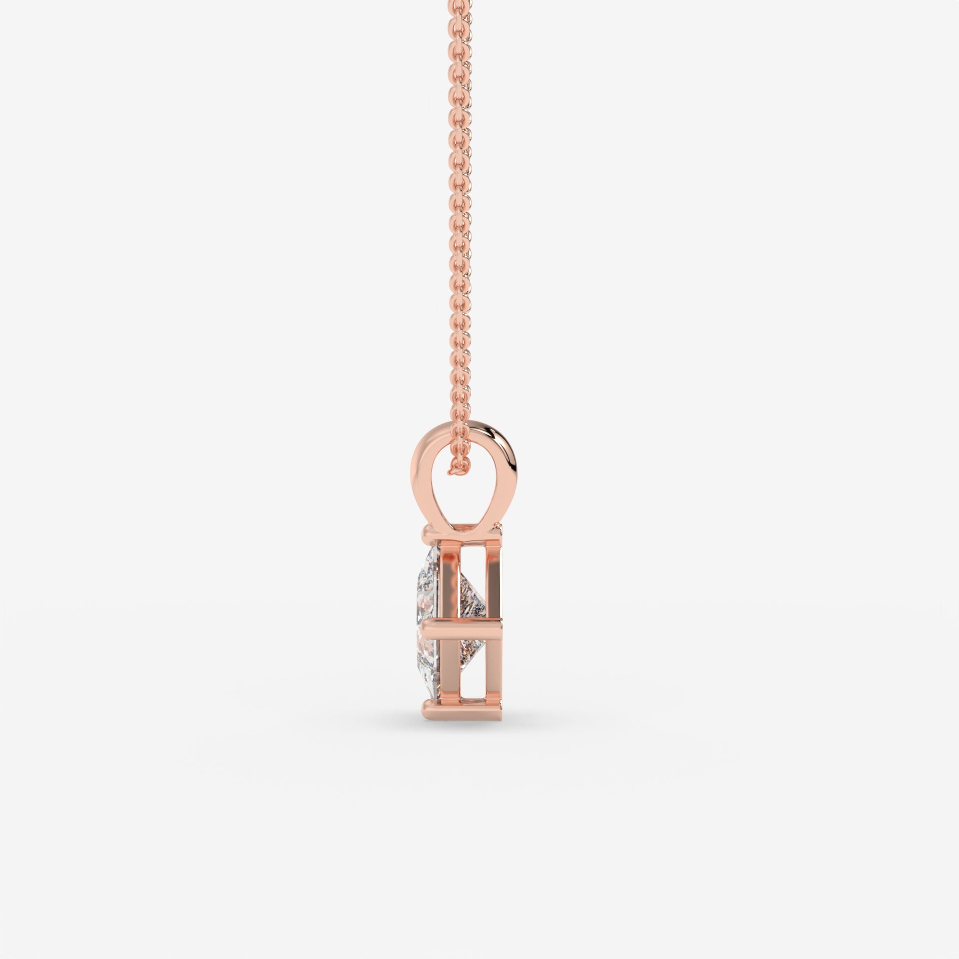 1.00 CT Princess-Cut Diamond Rose Gold Pendant with Minimalist Design