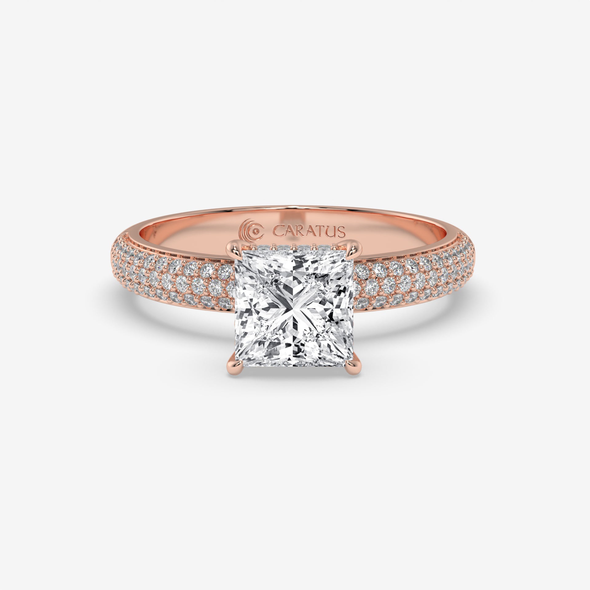 1.25 CT Princess Cut Diamond Rose Gold Ring with Round Diamonds