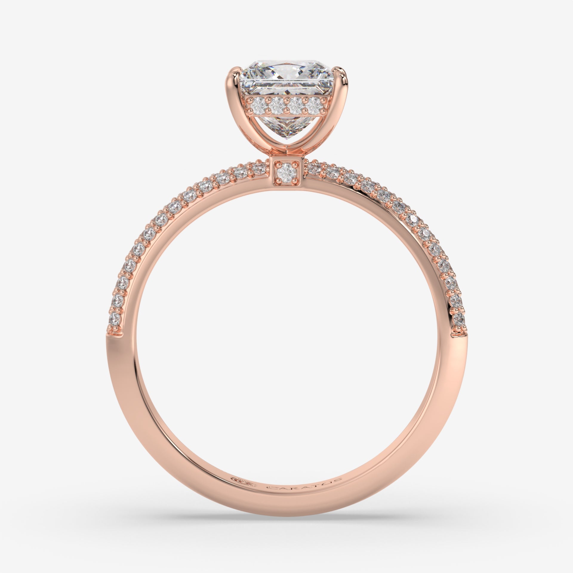 1.25 CT Princess Cut Diamond Rose Gold Ring with Round Diamonds