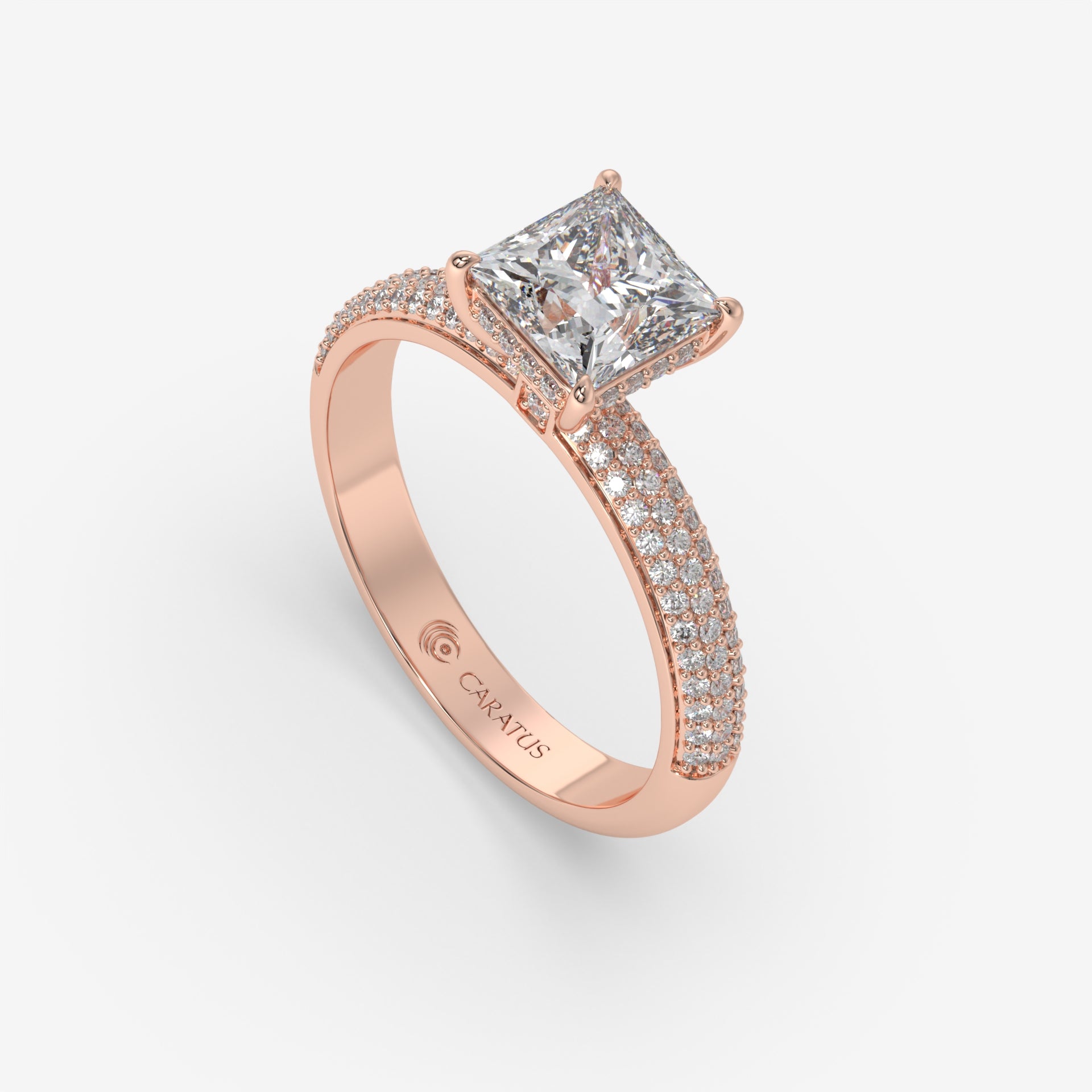 1.25 CT Princess Cut Diamond Rose Gold Ring with Round Diamonds