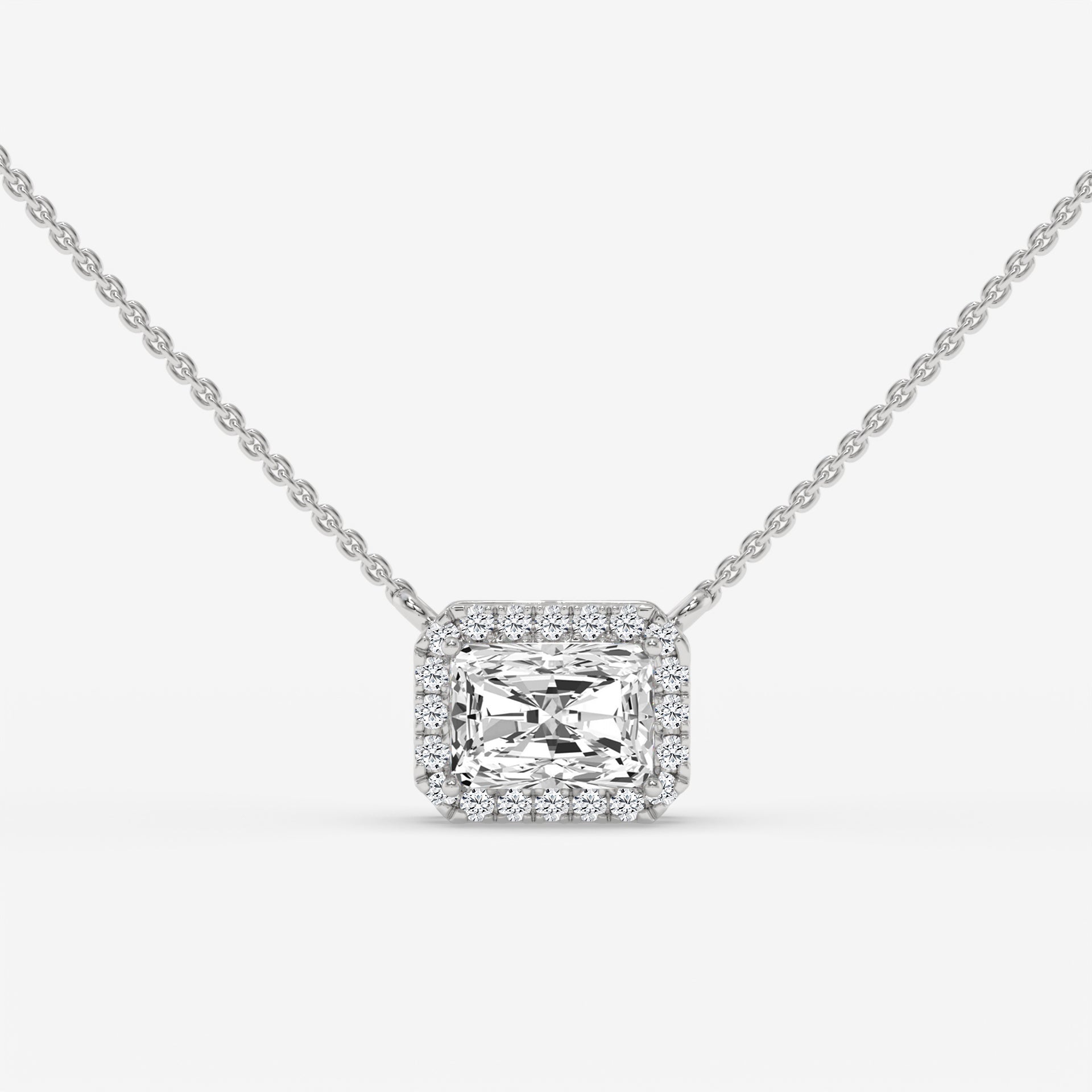 1.00 CT White Gold Radiant-Cut Diamond Pendant with Square Halo