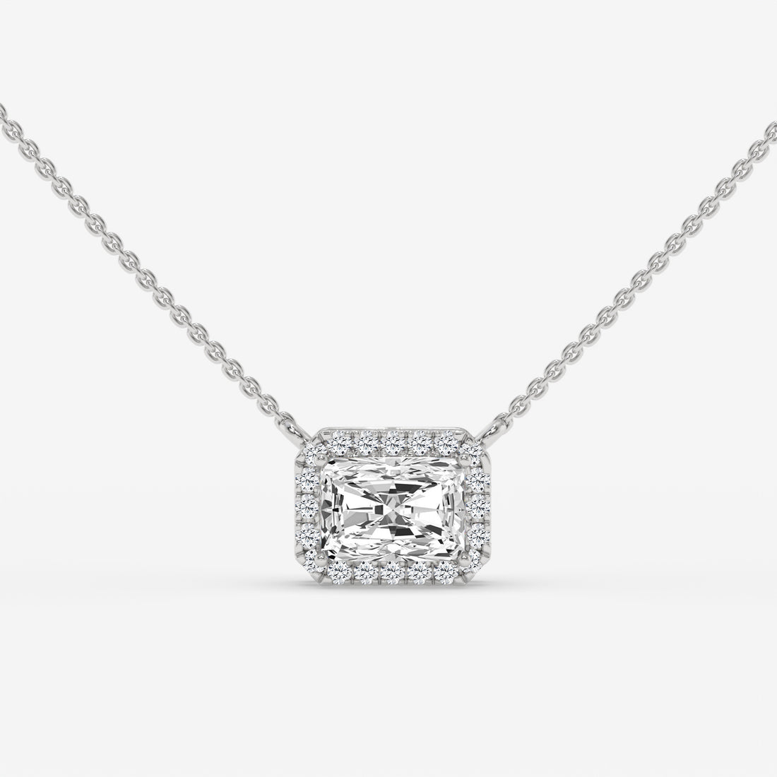 1.00 CT Yellow Gold Radiant-Cut Diamond Pendant with Square Halo
