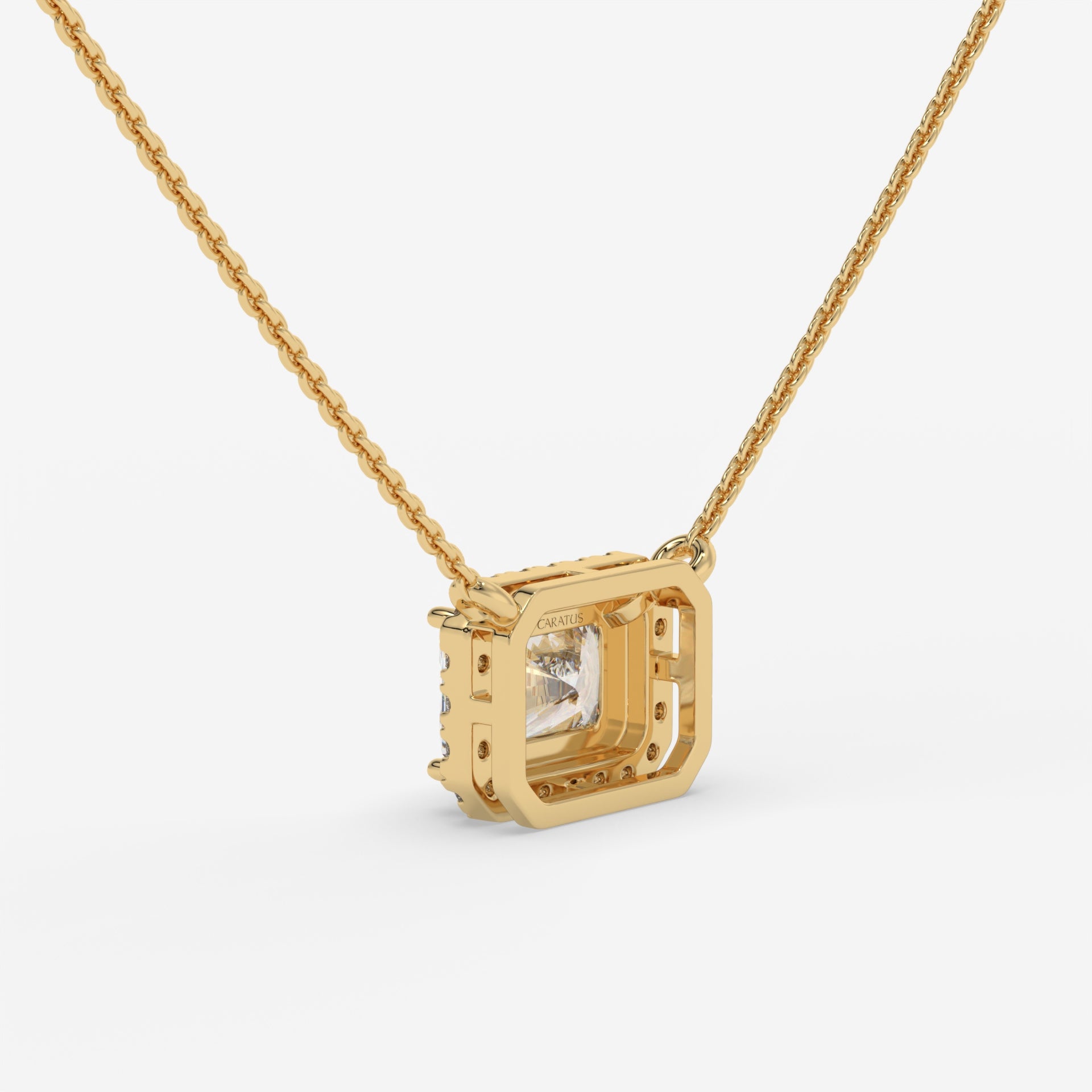 1.00 CT Yellow Gold Radiant-Cut Diamond Pendant with Square Halo