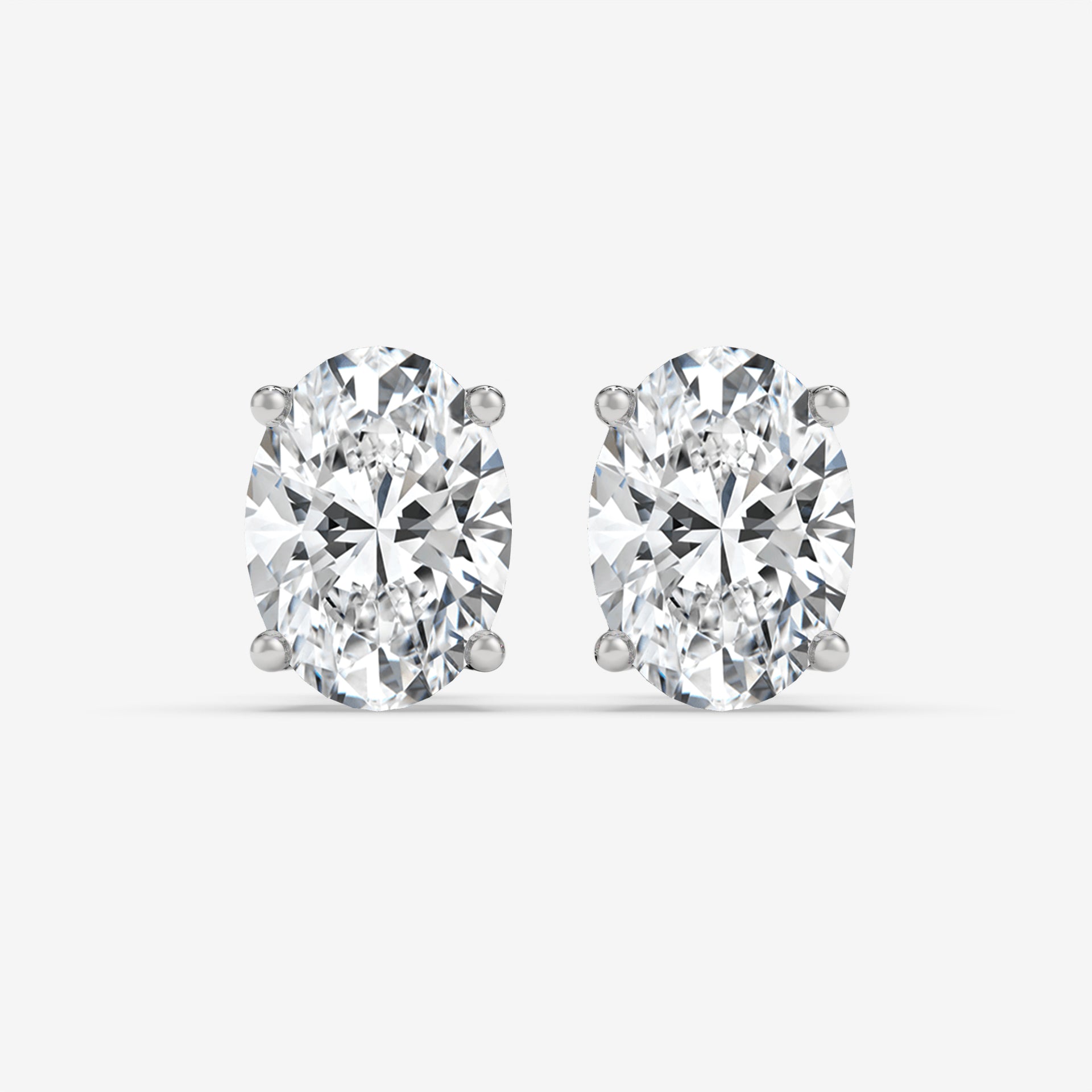 Classic Oval-Shaped Diamond Stud Yellow Gold Earrings