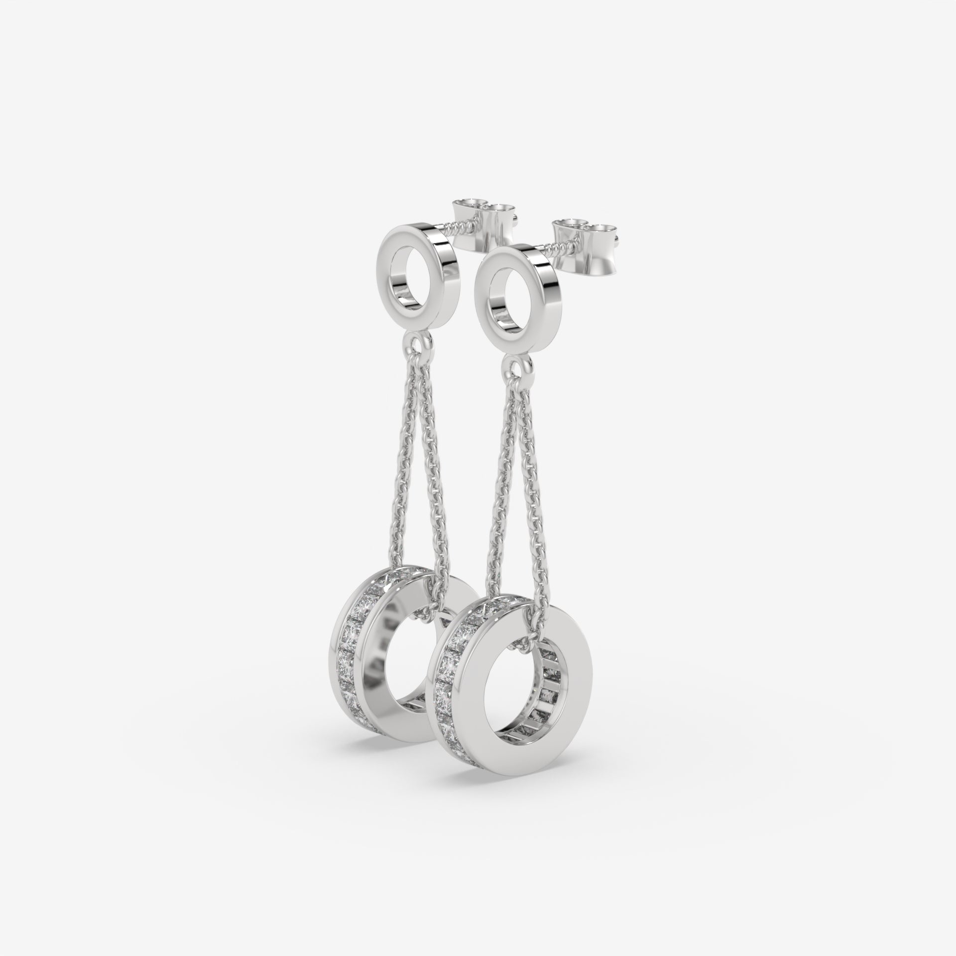 White Gold Princess-Cut Diamond Drop Earrings with 0.48 CT Diamond