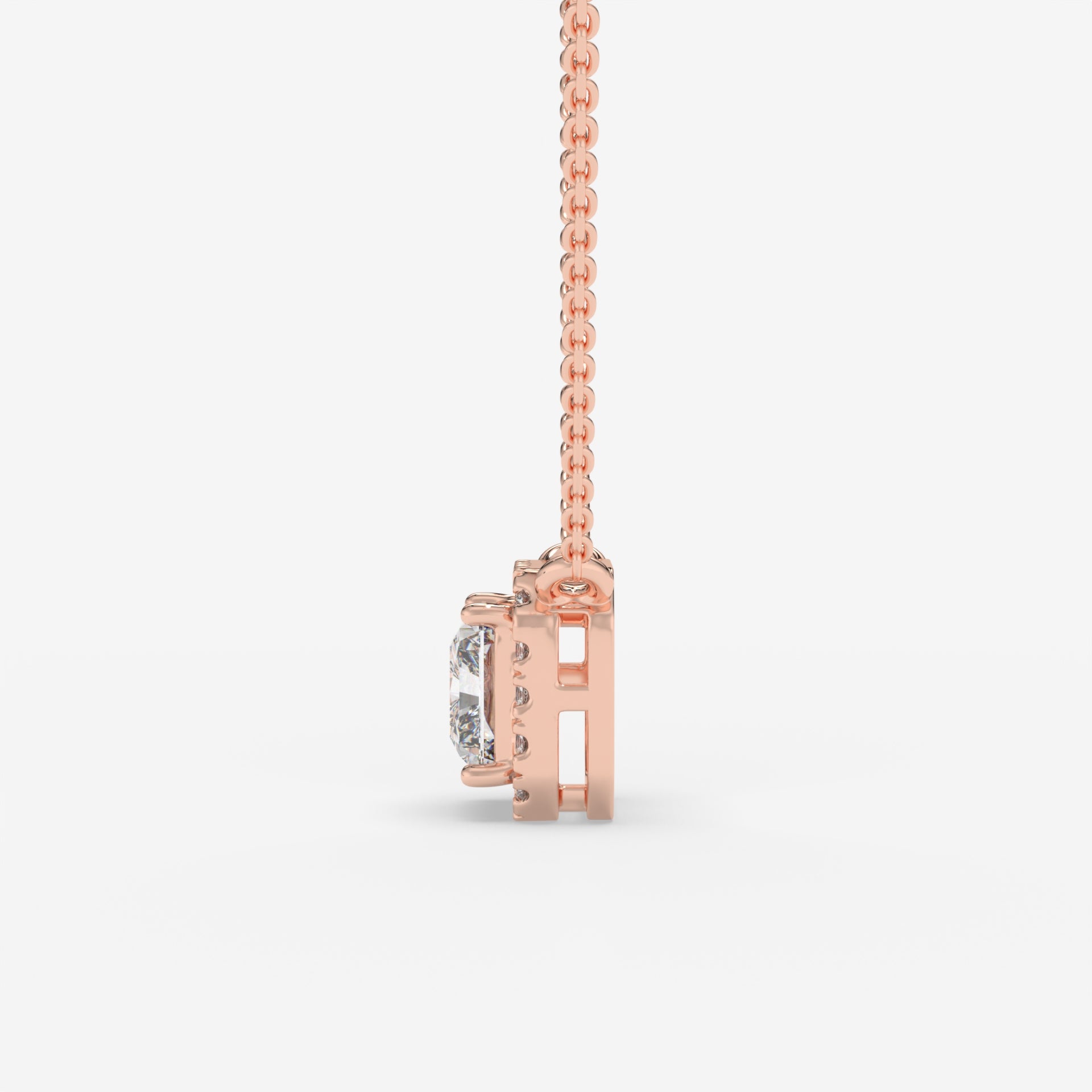 1.00 CT Rose Gold Radiant-Cut Diamond Pendant with Square Halo