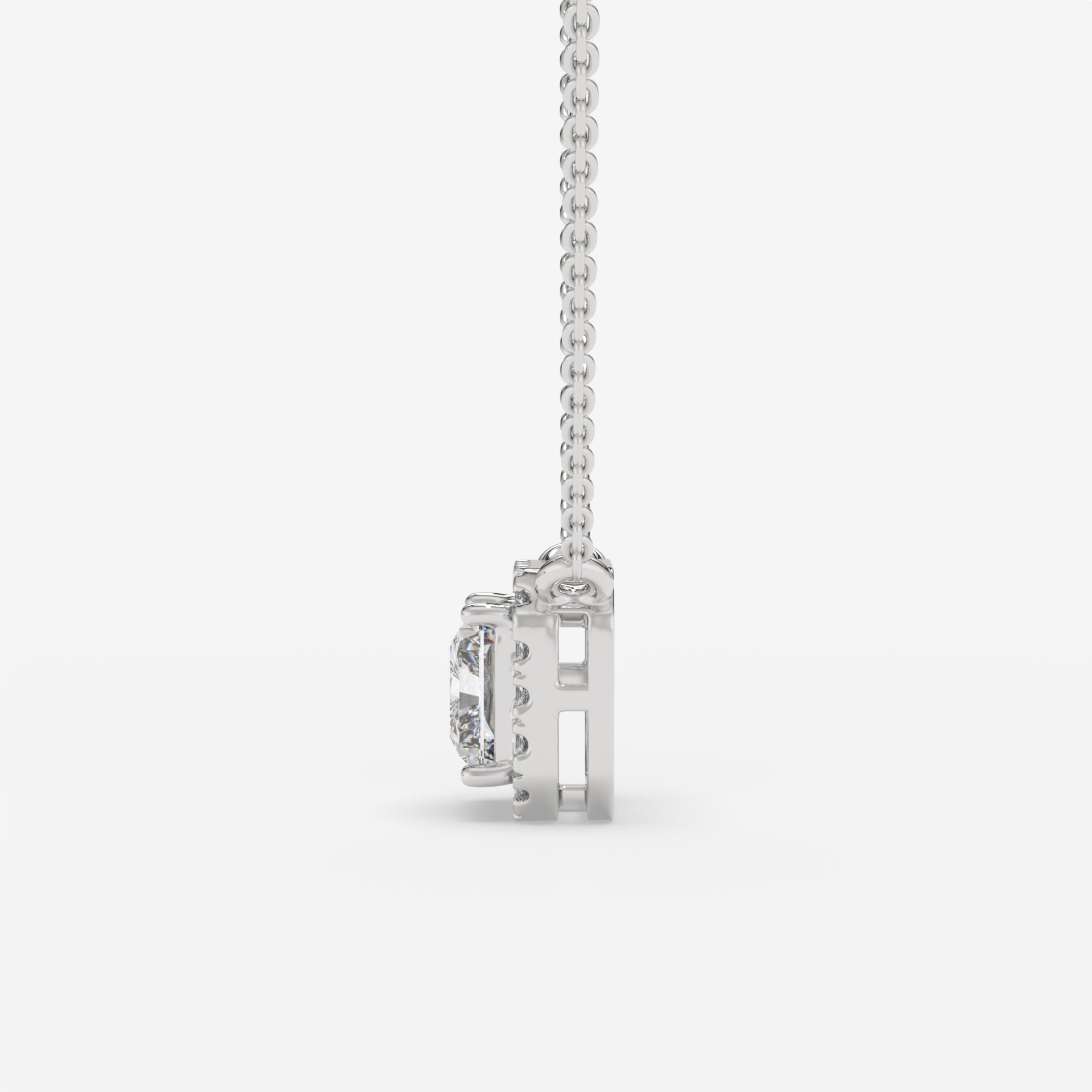 1.00 CT White Gold Radiant-Cut Diamond Pendant with Square Halo