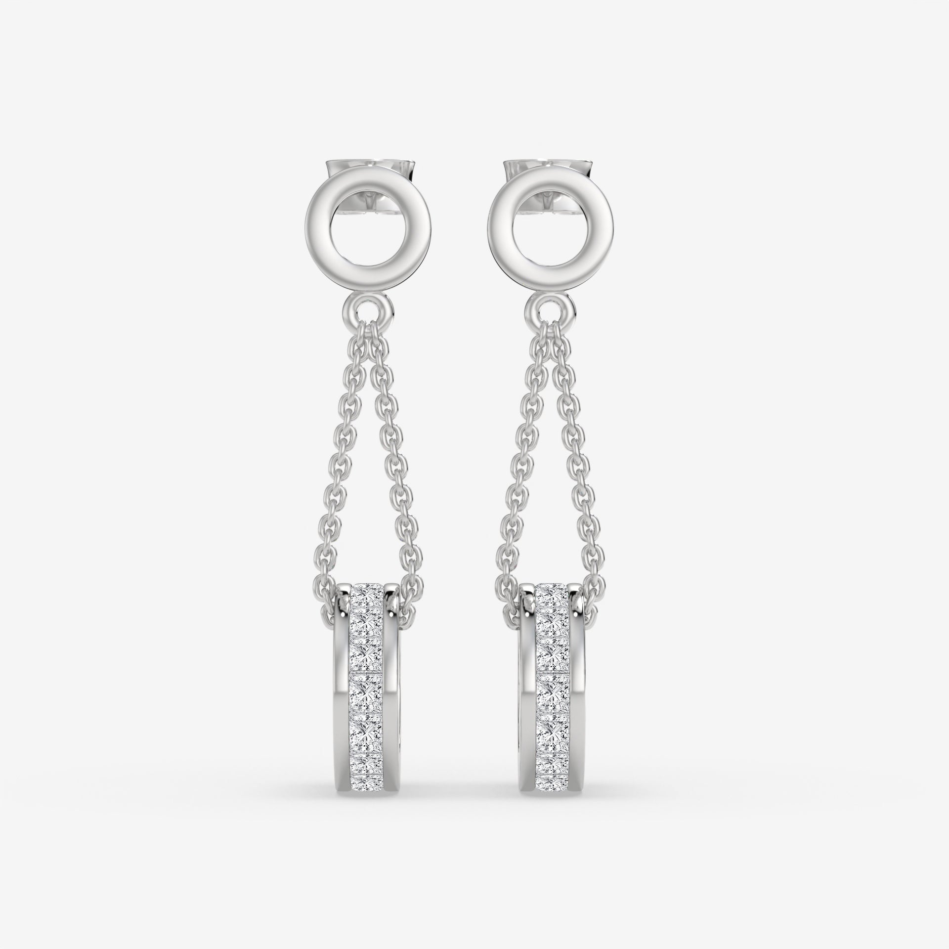 White Gold Princess-Cut Diamond Drop Earrings with 0.48 CT Diamond