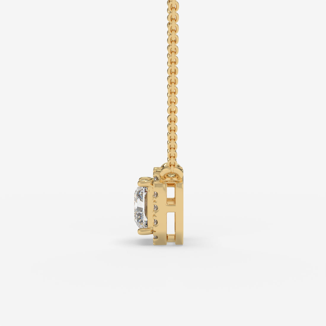 1.00 CT Yellow Gold Radiant-Cut Diamond Pendant with Square Halo