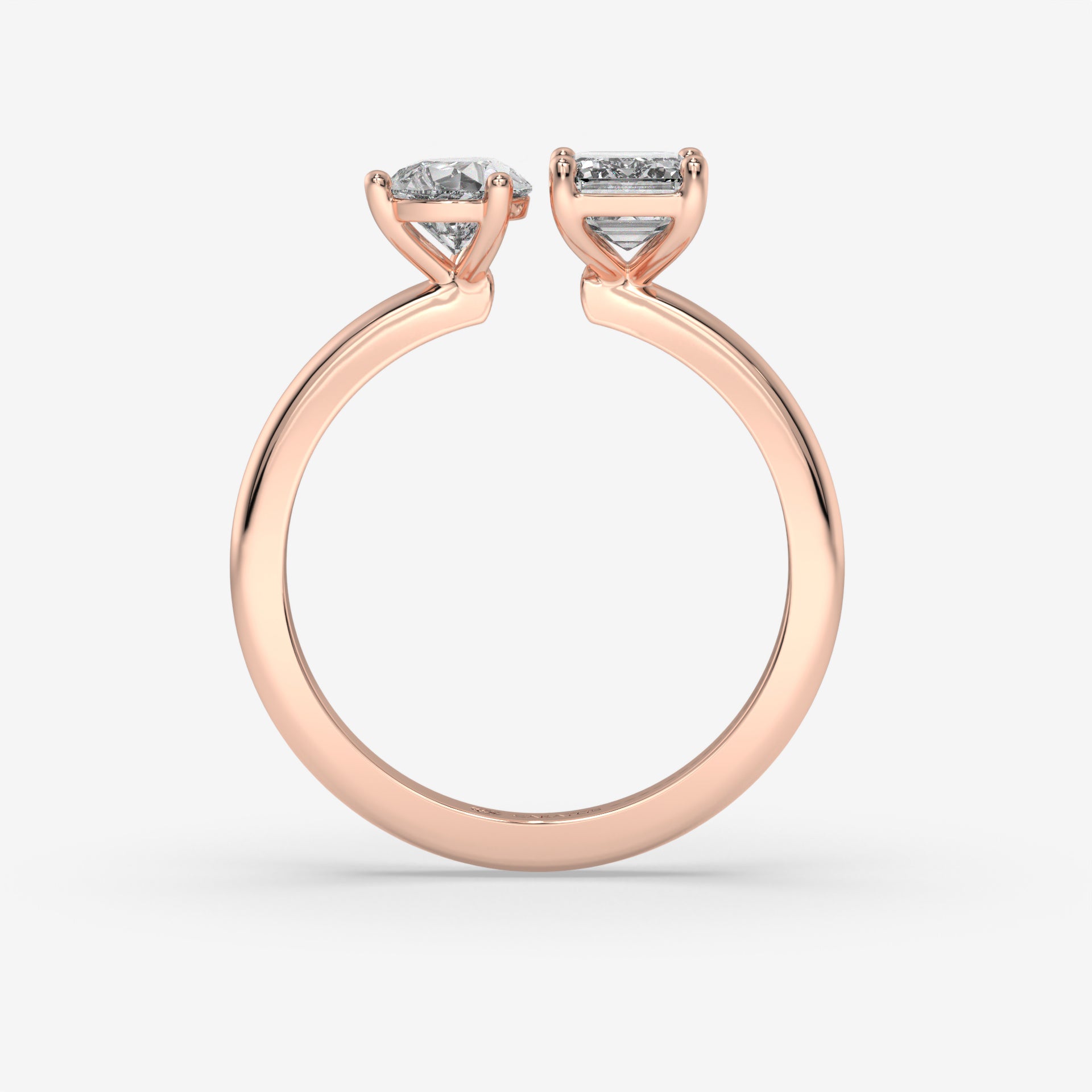 1.00 CT Rose Gold Pear-Cut Engagement Ring with Emerald Side Diamond