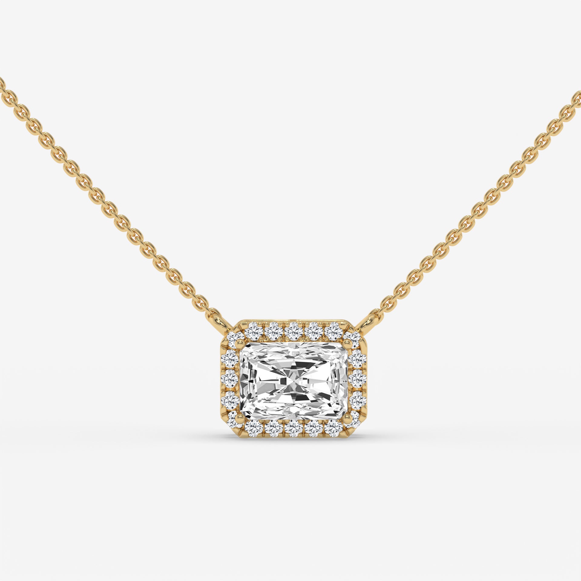 1.00 CT Rose Gold Radiant-Cut Diamond Pendant with Square Halo