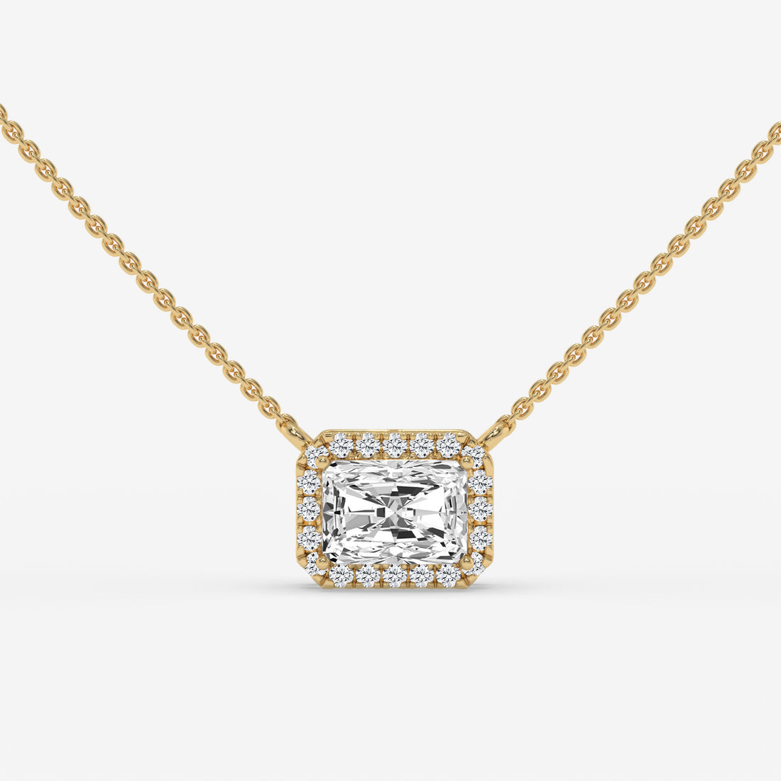 1.00 CT Yellow Gold Radiant-Cut Diamond Pendant with Square Halo