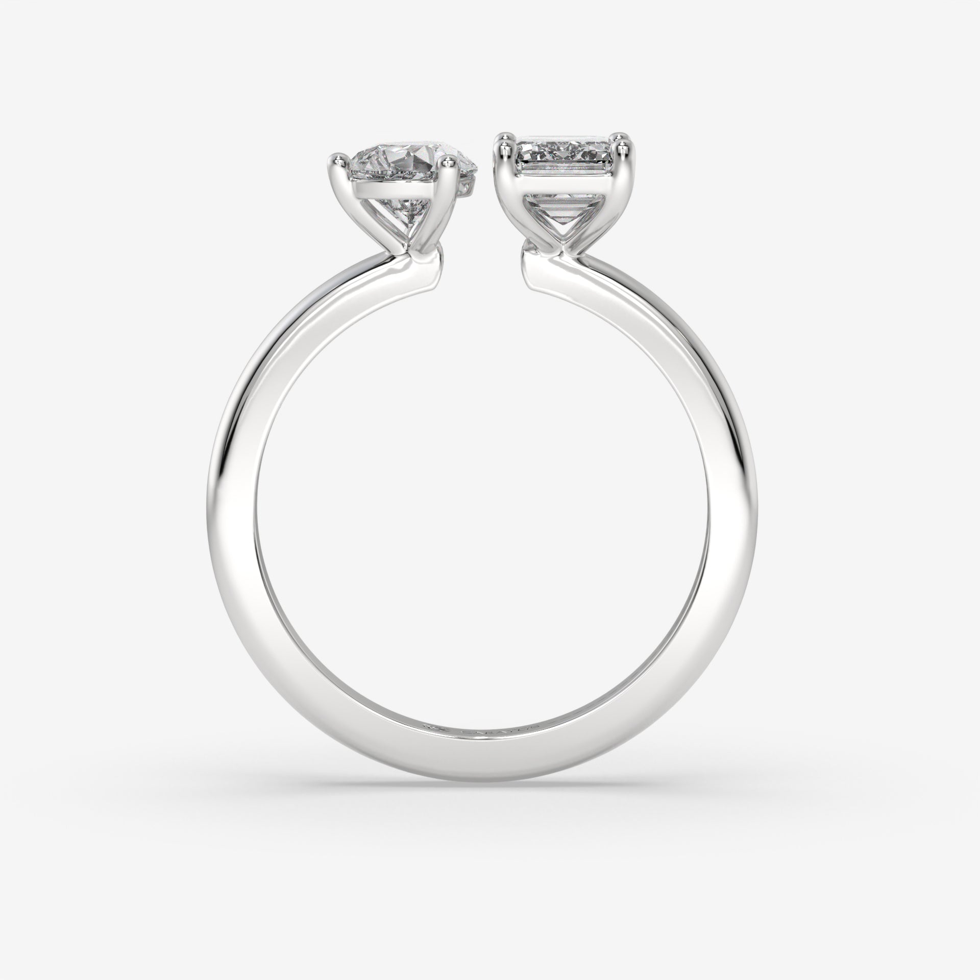 1.00 CT White Gold Pear-Cut Engagement Ring with Emerald Side Diamond