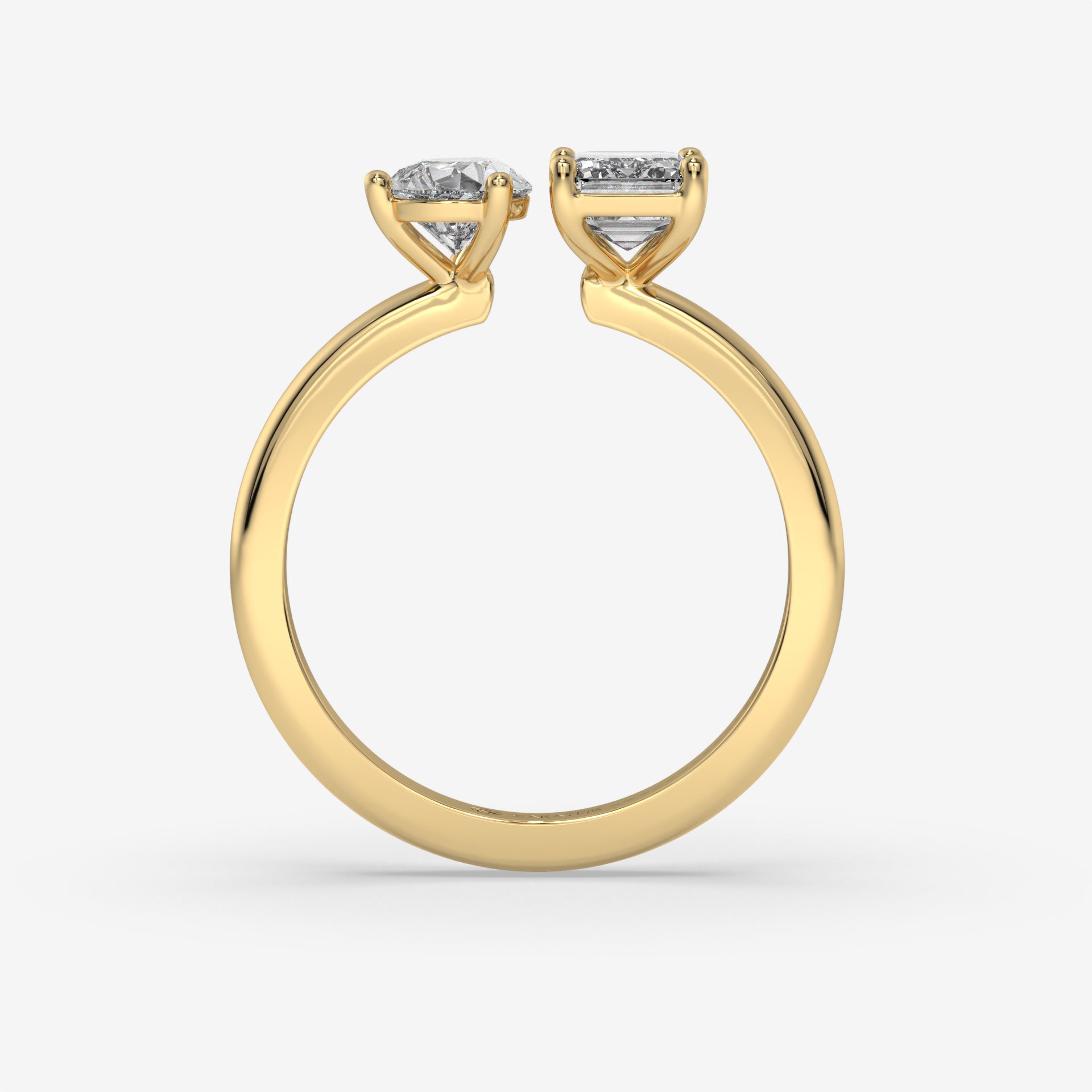 1.00 CT Yellow Gold Pear-Cut Engagement Ring with Emerald Side Diamond