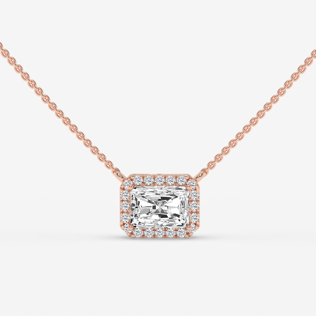1.00 CT Yellow Gold Radiant-Cut Diamond Pendant with Square Halo
