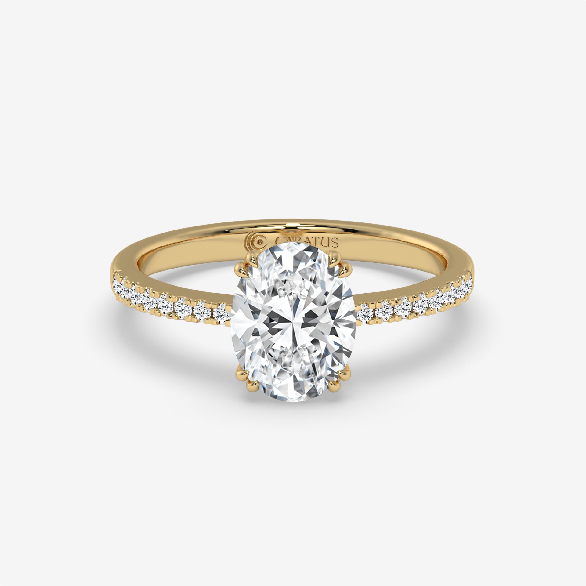 Rose Gold Oval-Cut Diamond Pavé Ring with Radiant Sparkle