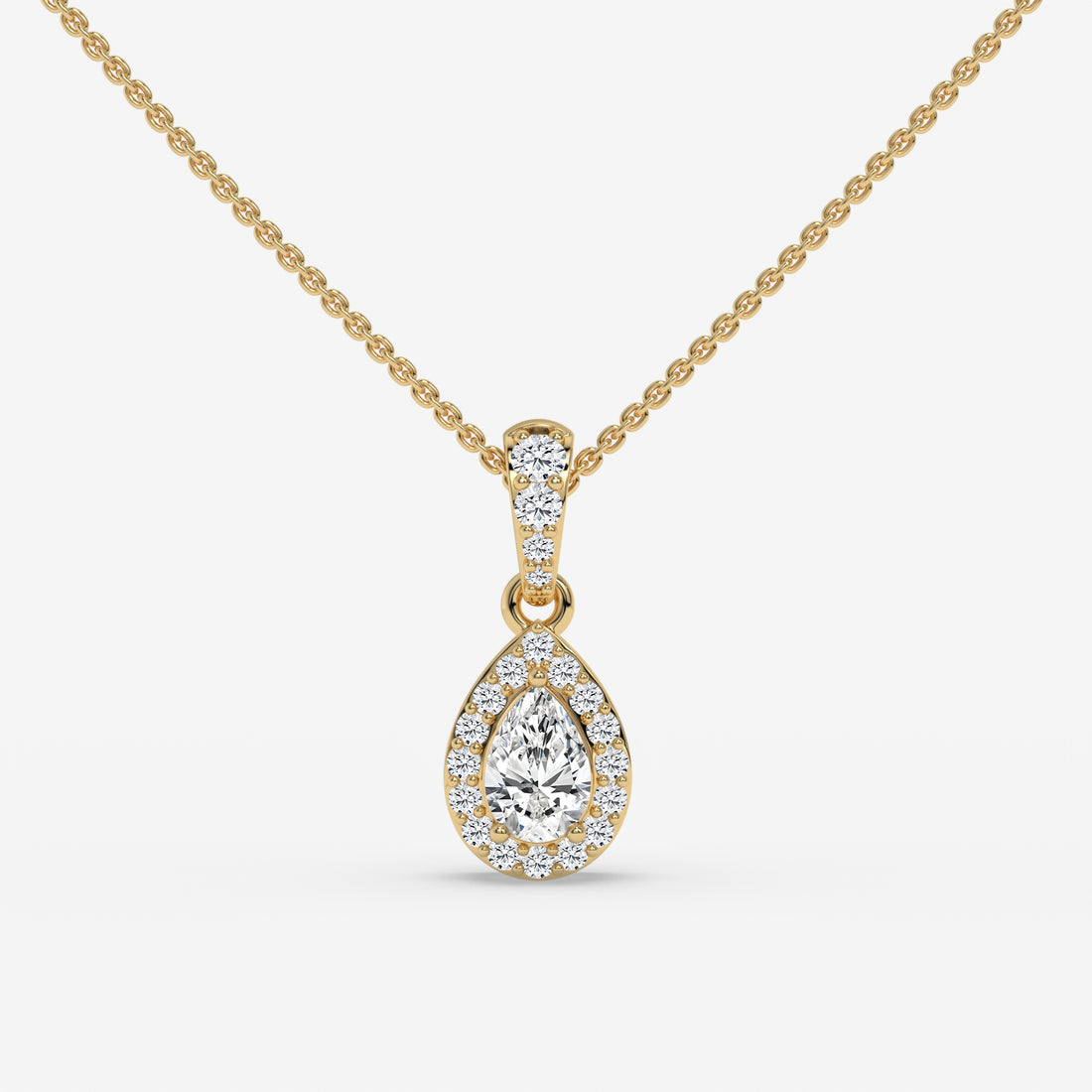 Pear-Shaped Diamond Pendant with Round Diamond Accents in Rose Gold
