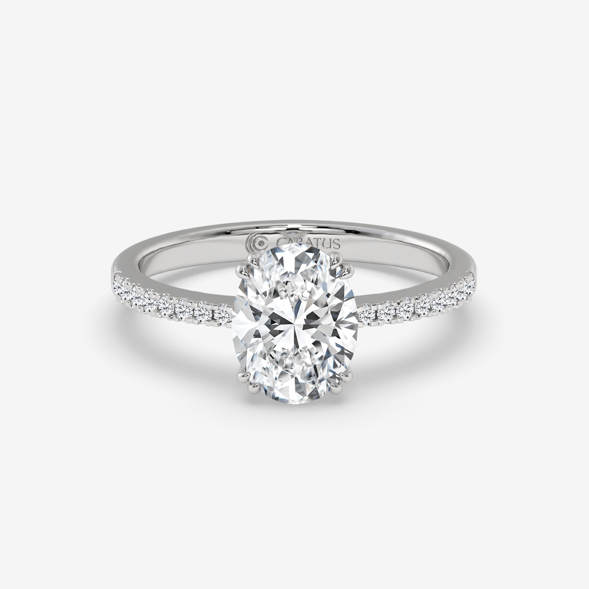 Rose Gold Oval-Cut Diamond Pavé Ring with Radiant Sparkle