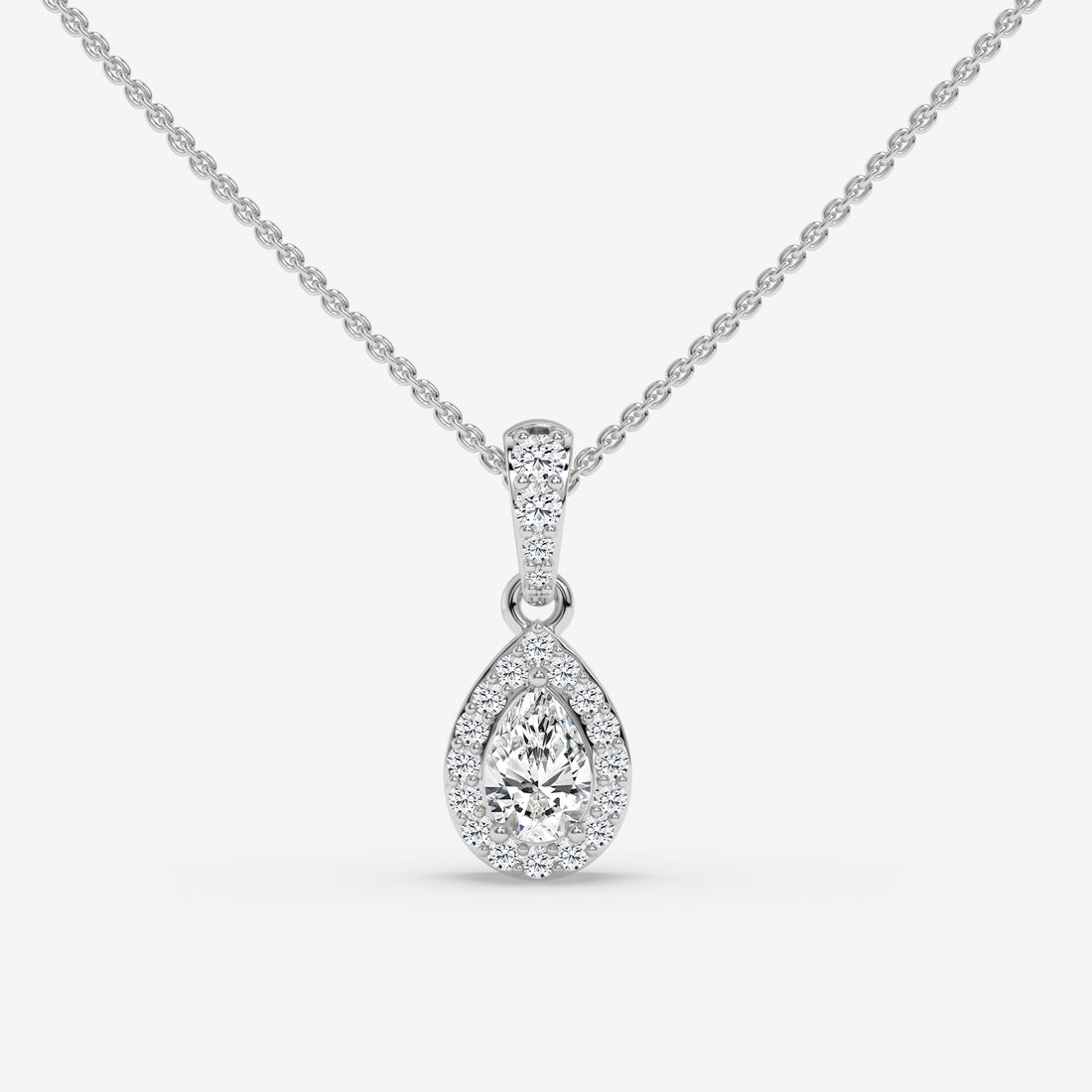 Pear-Shaped Diamond Pendant with Round Diamond Accents in Rose Gold